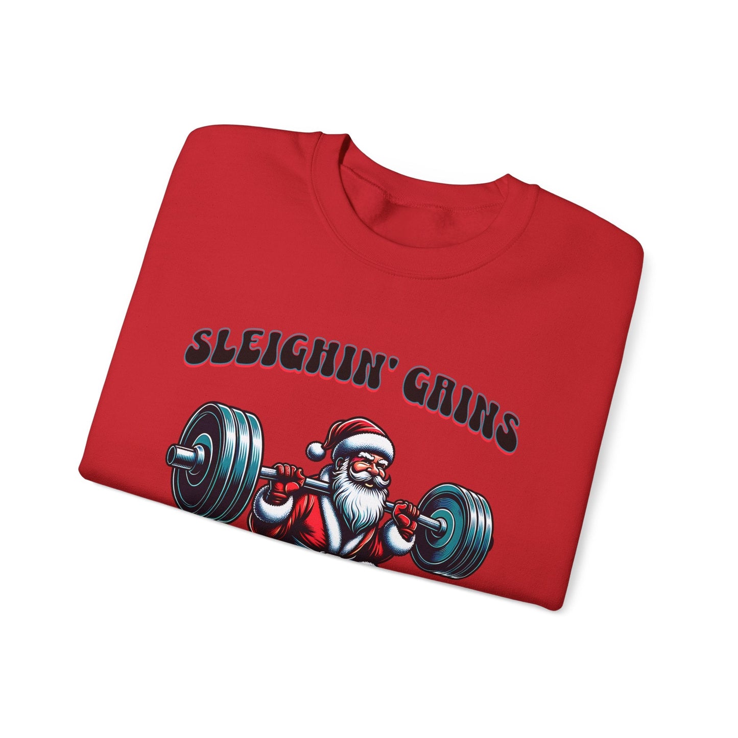 Sleighin' Grains Santa Claus Weightlifting Sweatshirt for Men | Cozy Crewneck Comfort - Sublimegifts4u.com