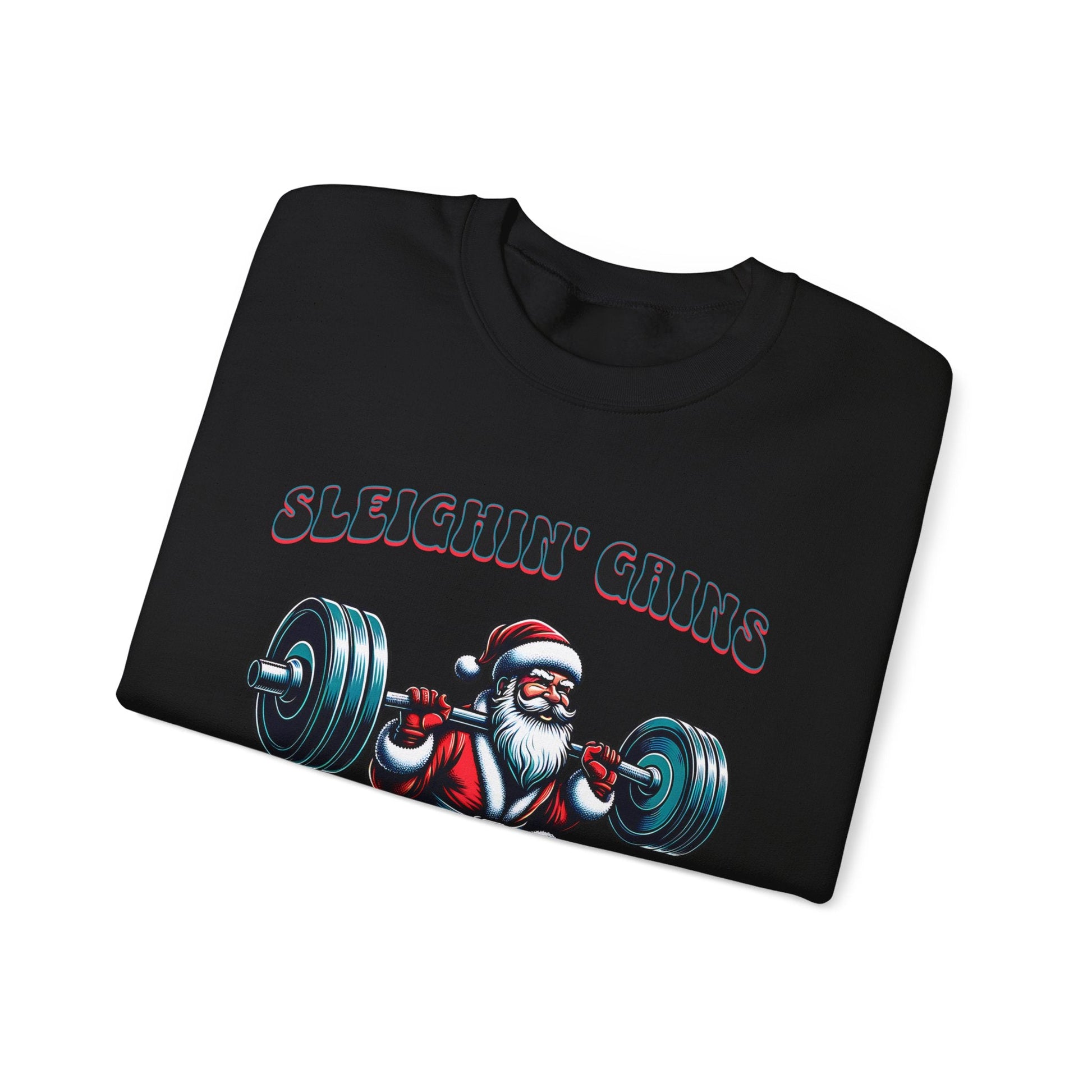 Sleighin' Grains Santa Claus Weightlifting Sweatshirt for Men | Cozy Crewneck Comfort - Sublimegifts4u.com