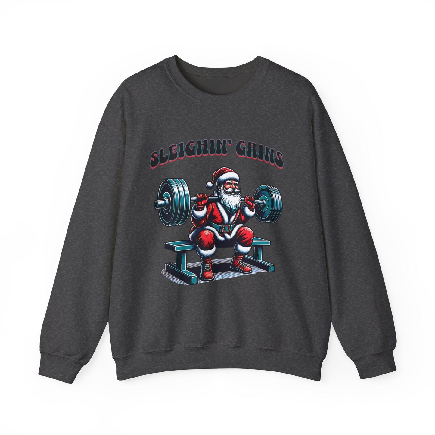 Sleighin' Grains Santa Claus Weightlifting Sweatshirt for Men | Cozy Crewneck Comfort - Sublimegifts4u.com