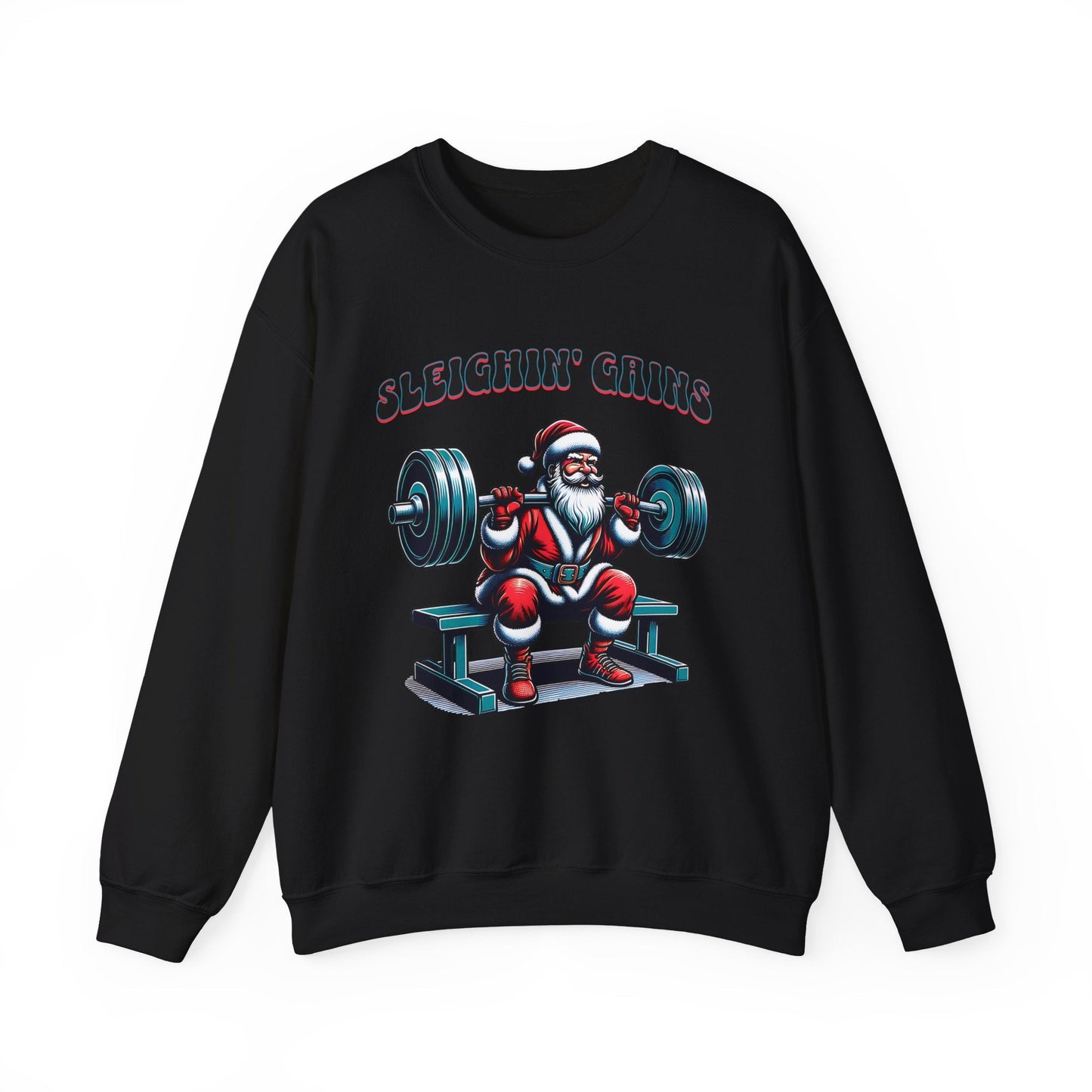 Sleighin' Grains Santa Claus Weightlifting Sweatshirt for Men | Cozy Crewneck Comfort - Sublimegifts4u.com