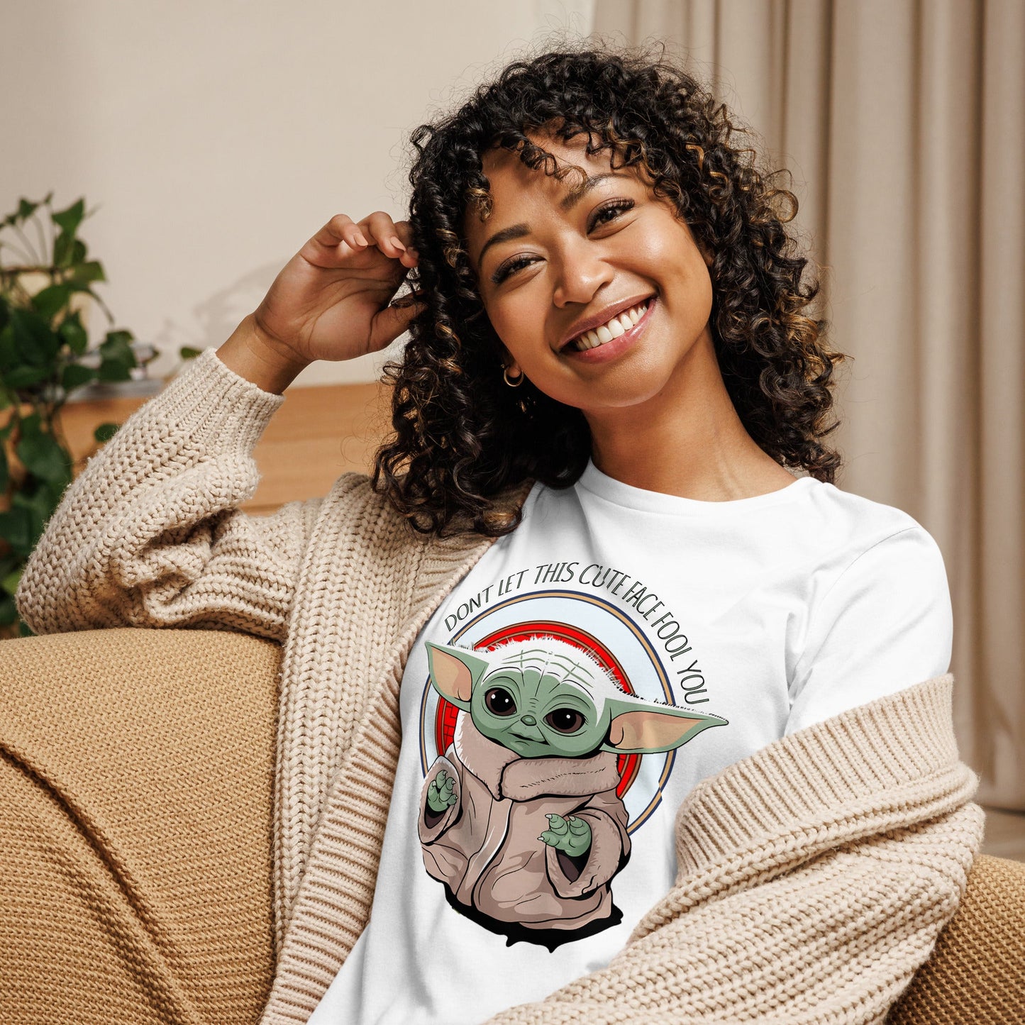 Soft Women's Tee with Baby Yoda: 'Don't Let This Cute Face Fool You - Sublimegifts4u.com