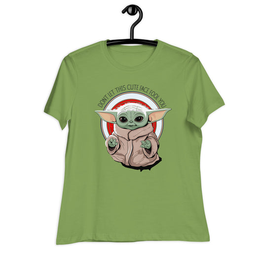 Soft Women's Tee with Baby Yoda: 'Don't Let This Cute Face Fool You - Sublimegifts4u.com