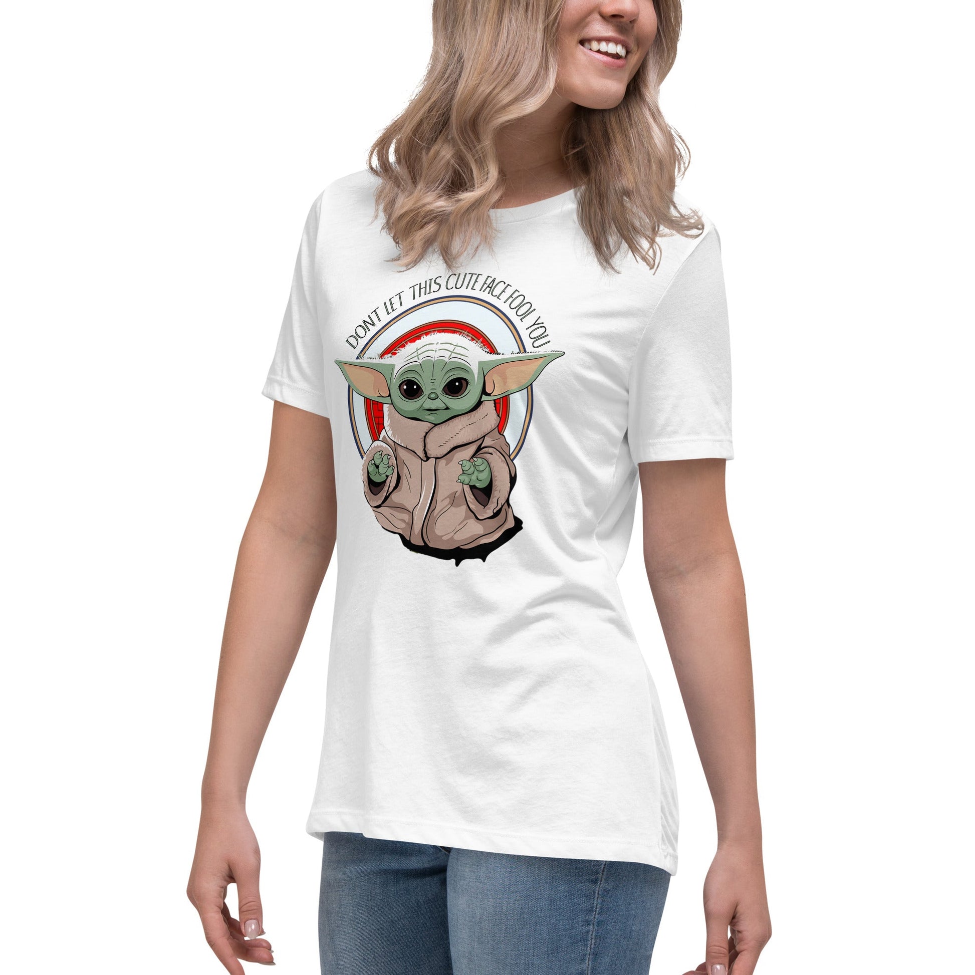 Soft Women's Tee with Baby Yoda: 'Don't Let This Cute Face Fool You - Sublimegifts4u.com