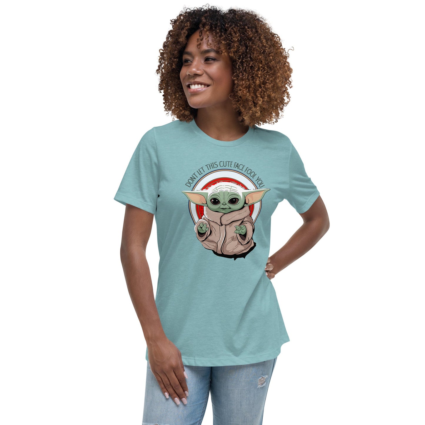 Soft Women's Tee with Baby Yoda: 'Don't Let This Cute Face Fool You - Sublimegifts4u.com