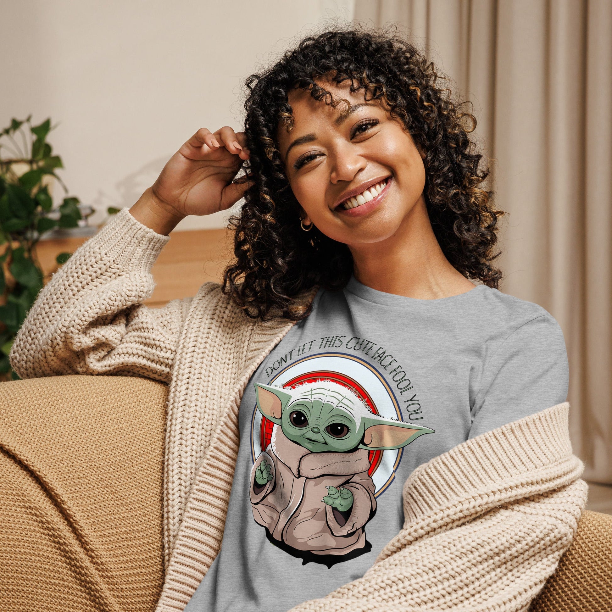 Soft Women's Tee with Baby Yoda: 'Don't Let This Cute Face Fool You - Sublimegifts4u.com