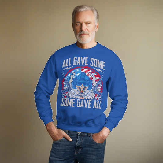 Some Gave All, All Gave Some" Veterans Sweatshirt - Eagle & Guns Design - Men's Patriotic Hoodie - Sublimegifts4u.com