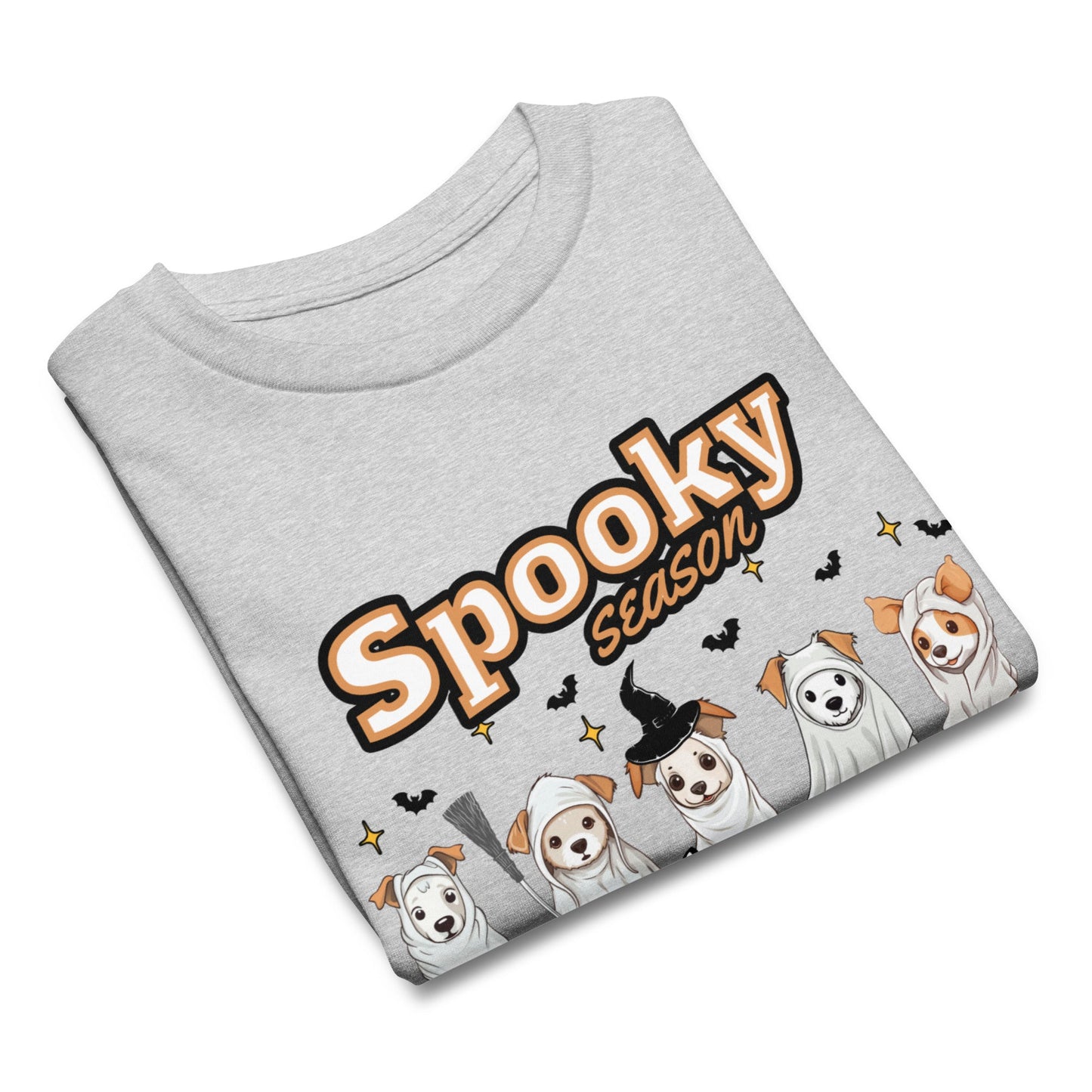 Spooky Season Youth Halloween Tee – Cute Ghost Dogs, Bats & Pumpkins - Sublimegifts4u.com