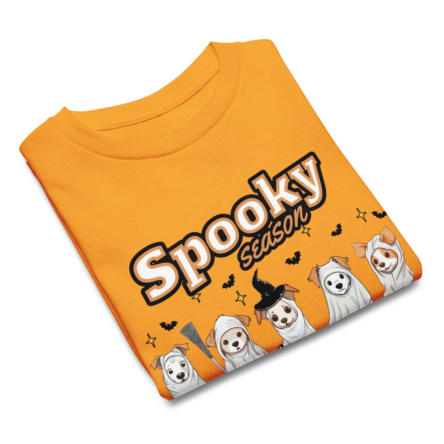 Spooky Season Youth Halloween Tee – Cute Ghost Dogs, Bats & Pumpkins - Sublimegifts4u.com