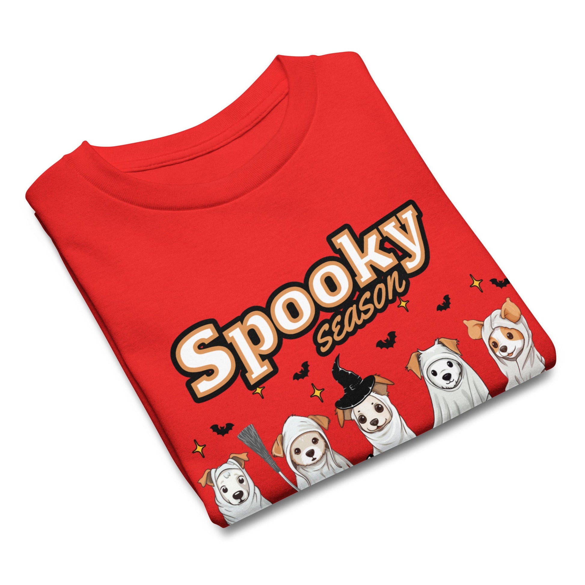 Spooky Season Youth Halloween Tee – Cute Ghost Dogs, Bats & Pumpkins - Sublimegifts4u.com