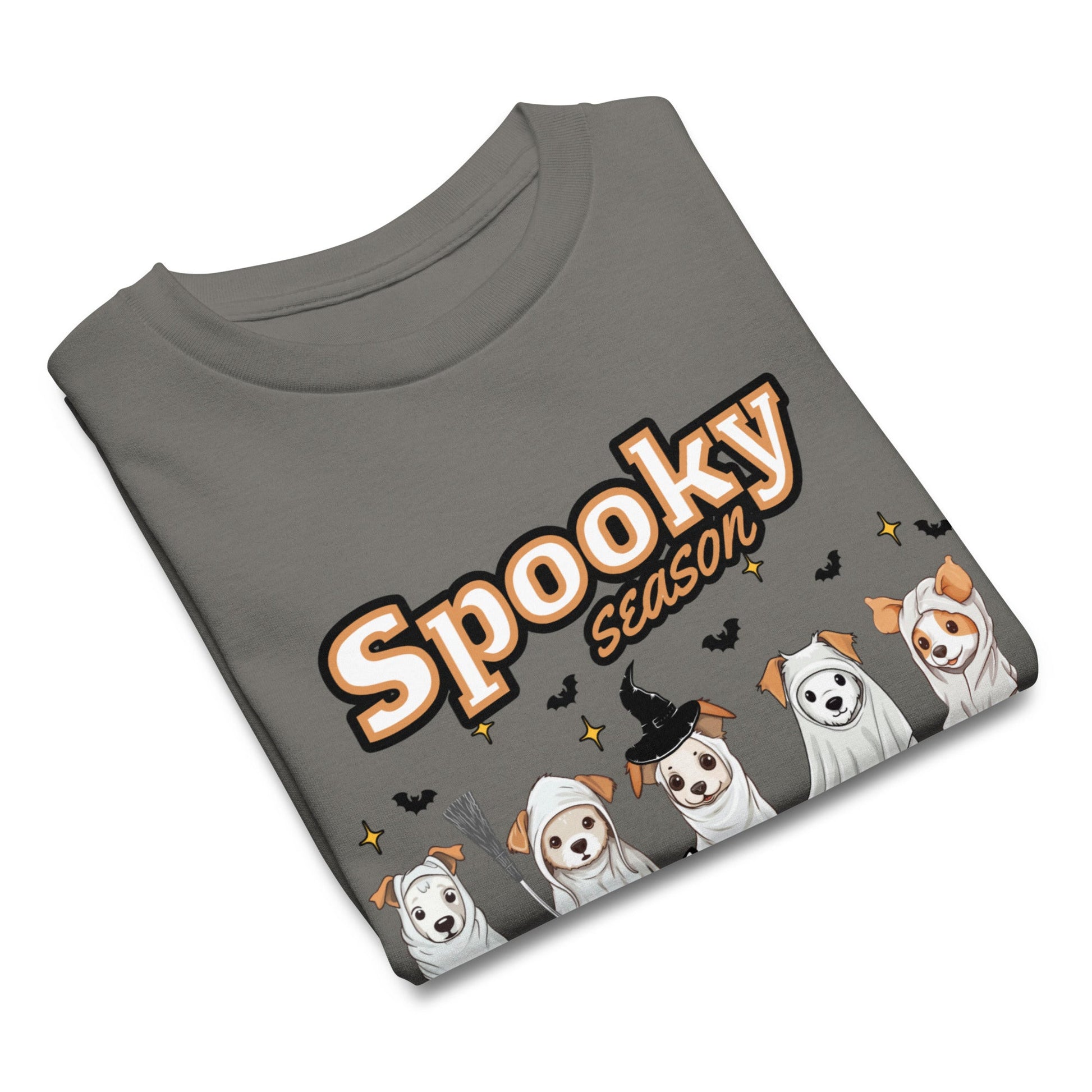 Spooky Season Youth Halloween Tee – Cute Ghost Dogs, Bats & Pumpkins - Sublimegifts4u.com