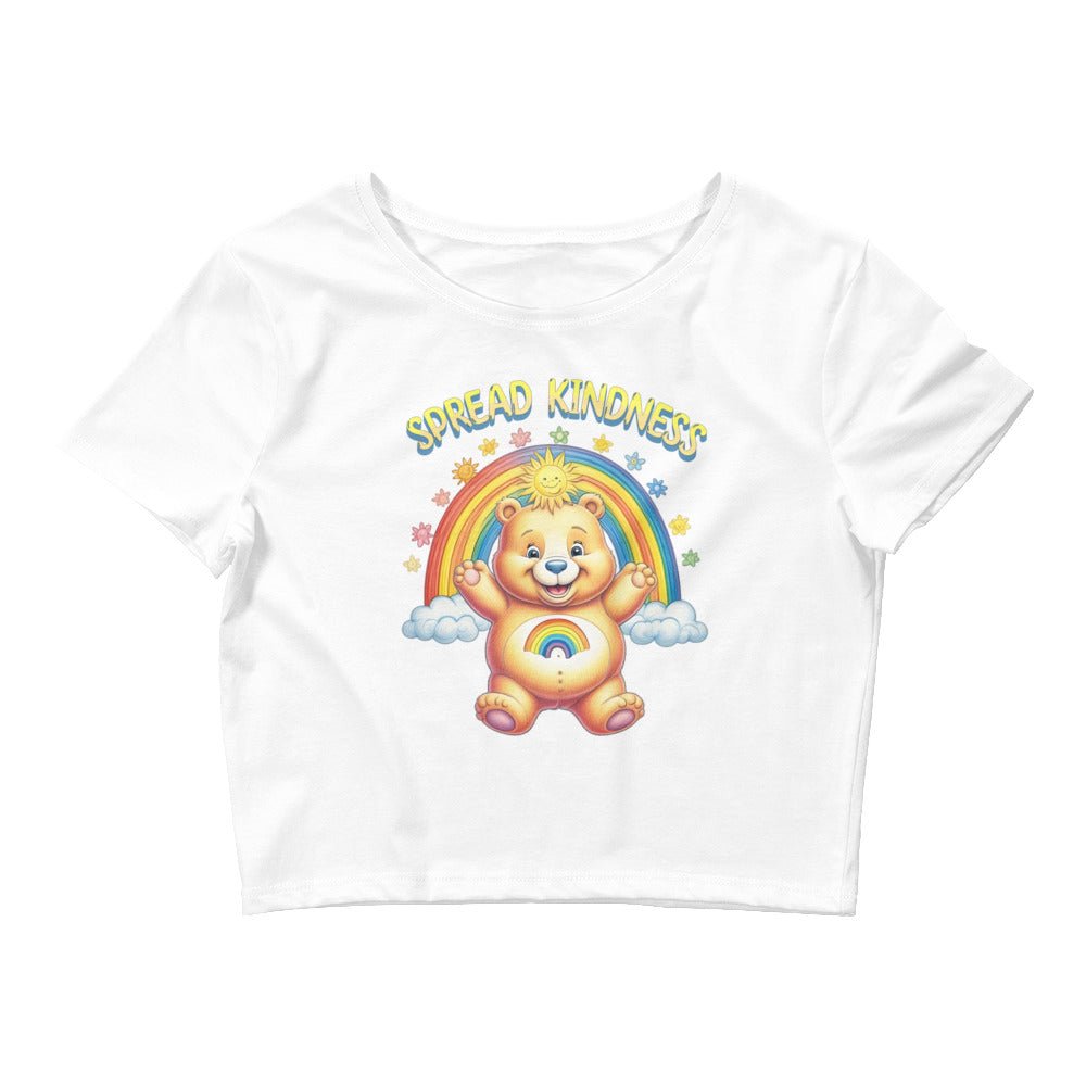 Spread Kindness Rainbow Bear Women's Crop Top - Trendy & Comfortable - Sublimegifts4u.com