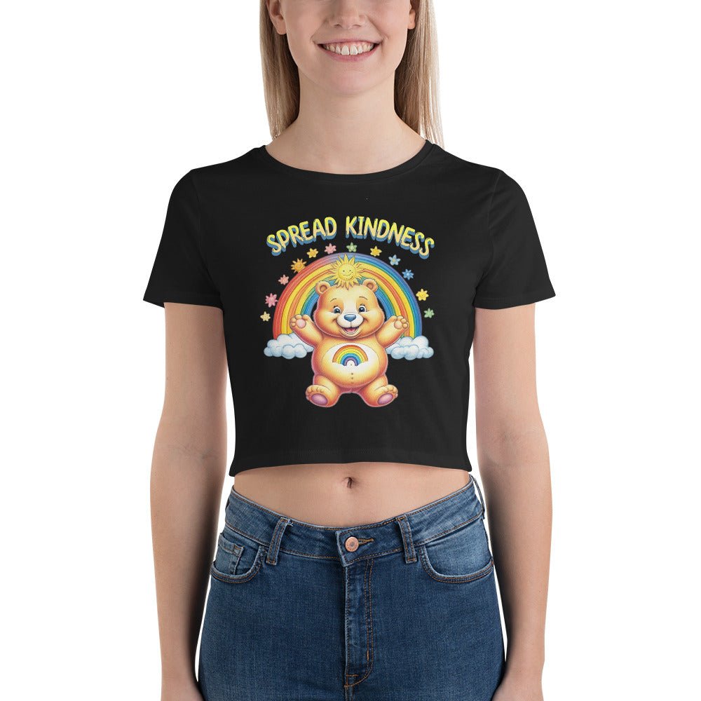 Spread Kindness Rainbow Bear Women's Crop Top - Trendy & Comfortable - Sublimegifts4u.com