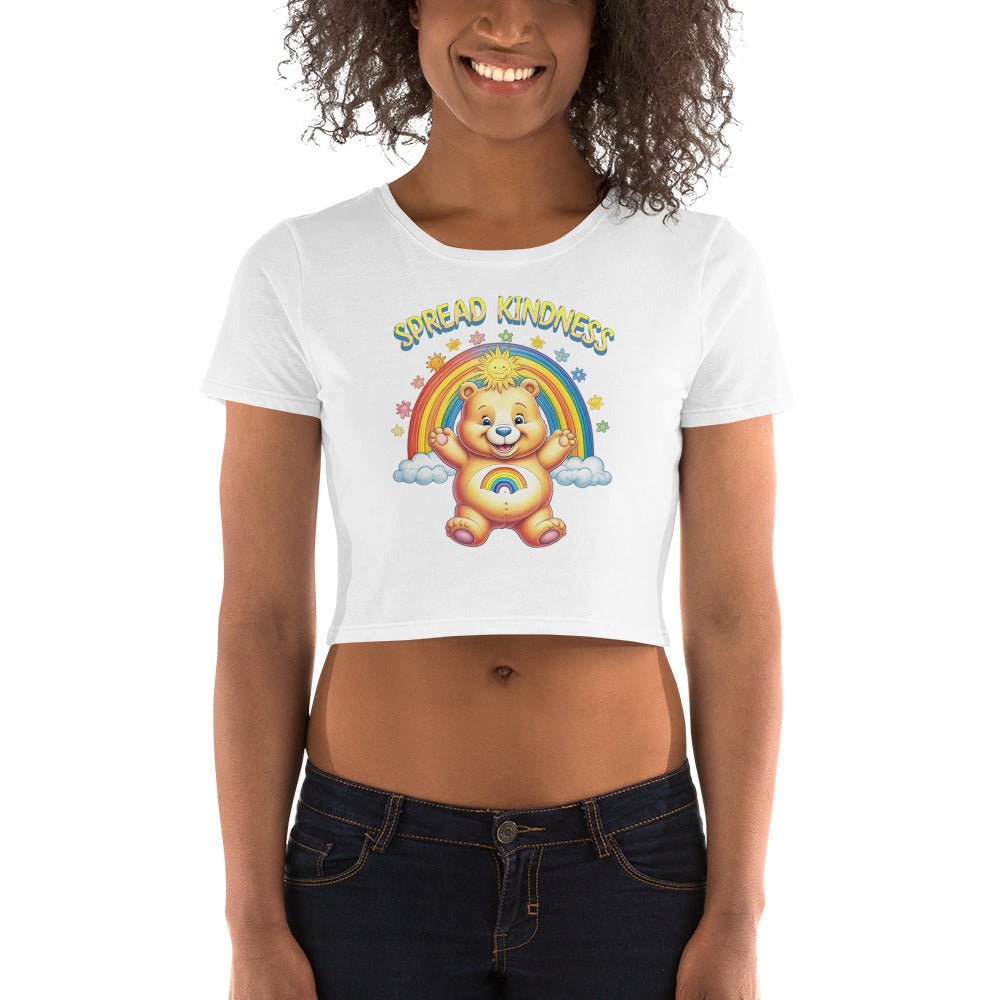 Spread Kindness Rainbow Bear Women's Crop Top - Trendy & Comfortable - Sublimegifts4u.com