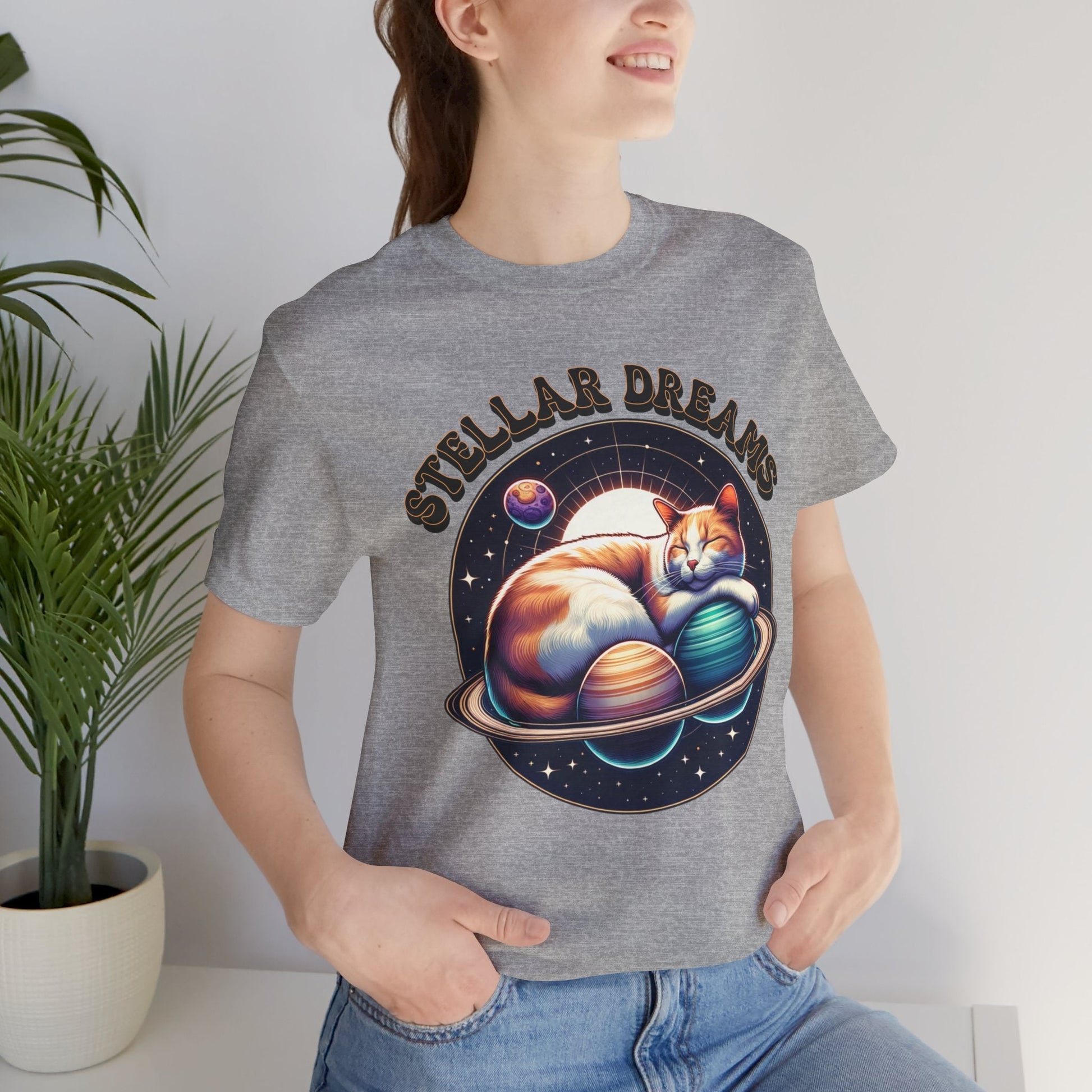 Stellar Dreams Celestial Cat T-Shirt | Soft & Stylish Women's Tee - Sublimegifts4u.com