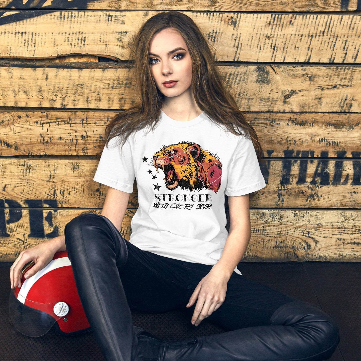 Stronger Than Every Scar Women’s T-Shirt – Grunge Tiger Design - Sublimegifts4u.com