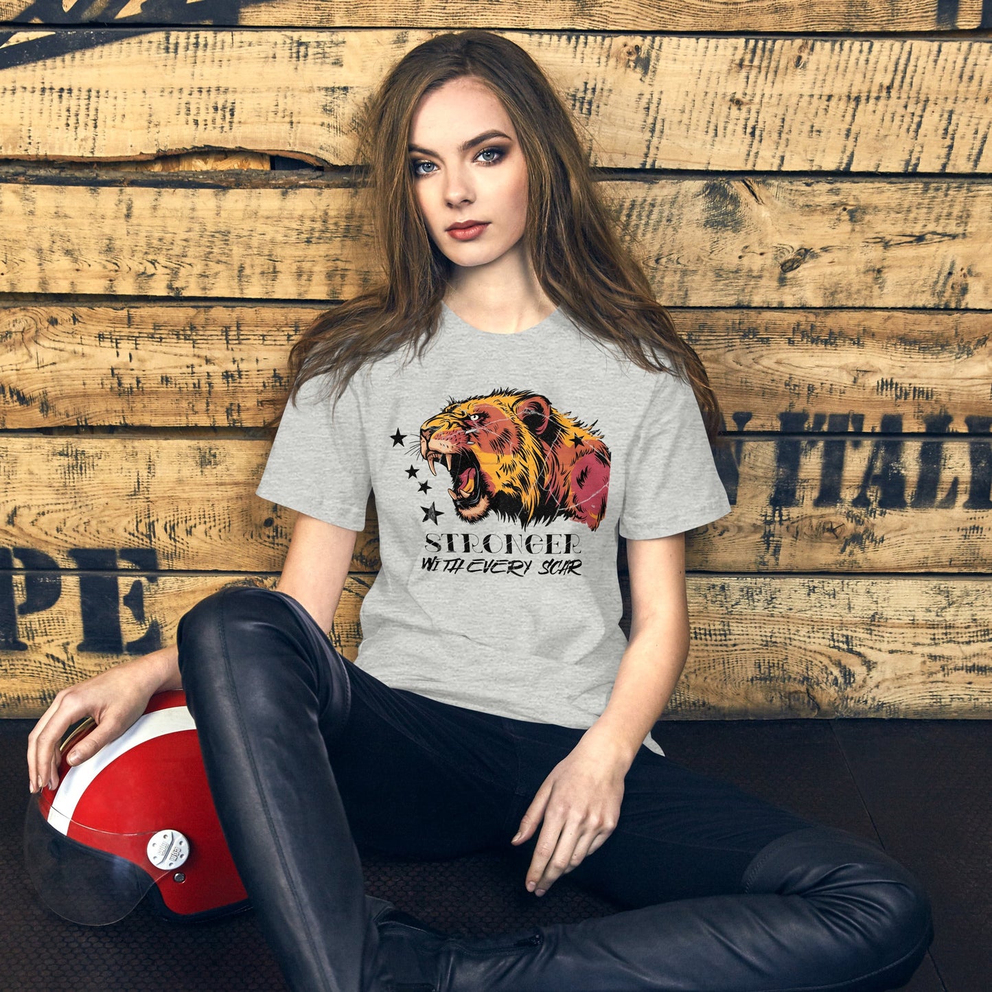 Stronger Than Every Scar Women’s T-Shirt – Grunge Tiger Design - Sublimegifts4u.com