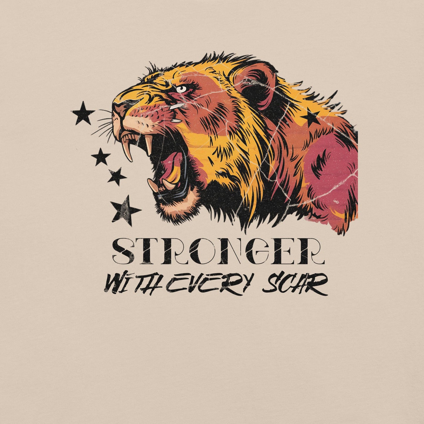 Stronger Than Every Scar Women’s T-Shirt – Grunge Tiger Design - Sublimegifts4u.com