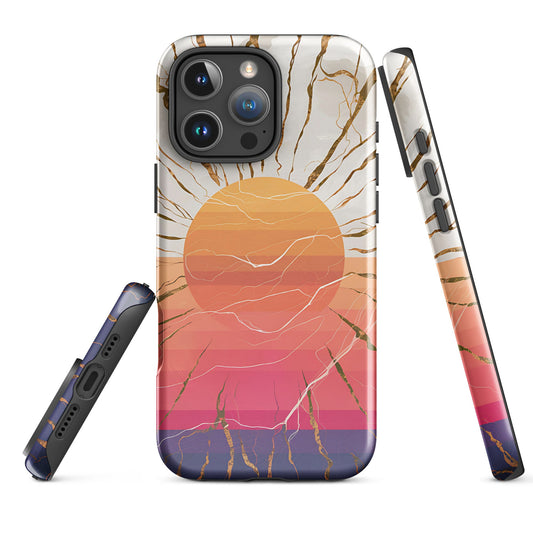 Stylish iPhone Tough Case with Distressed Sunset | Dual - Layer Protection - Sublimegifts4u.com