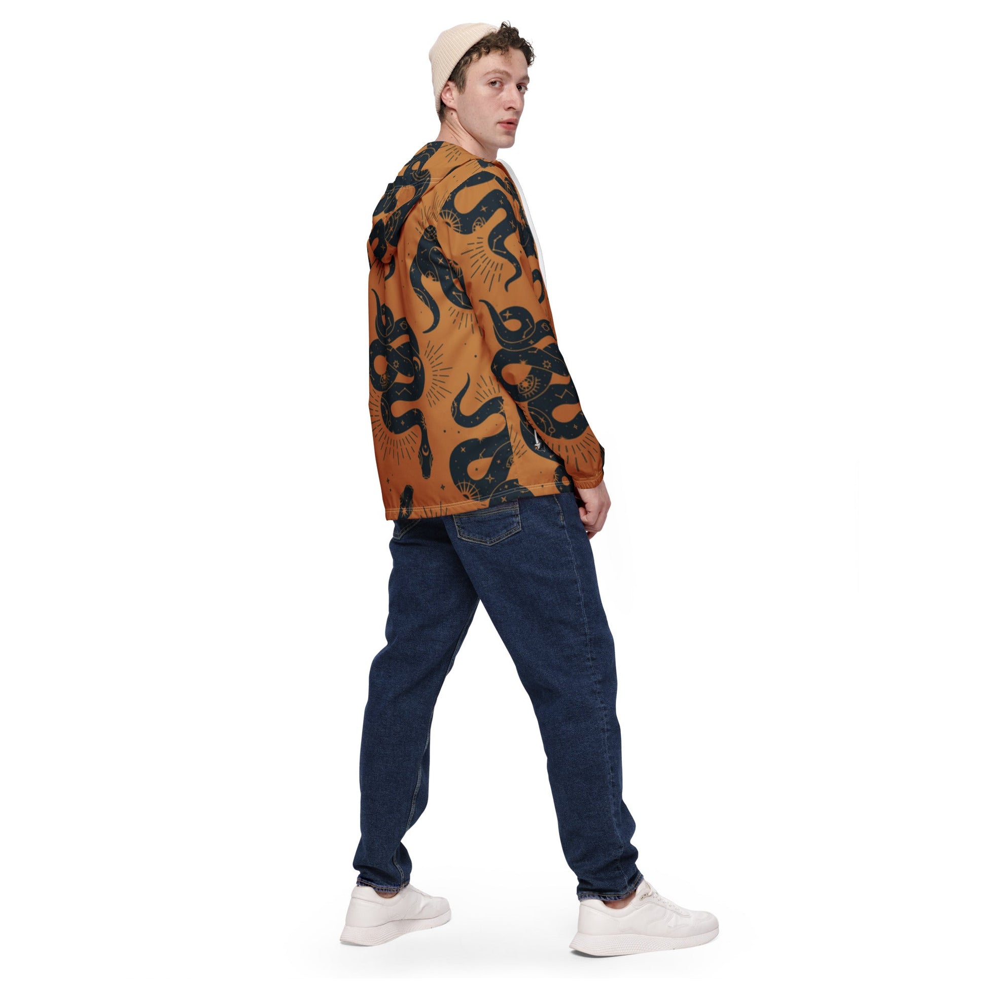 Stylish Snake Print Lightweight Windbreaker Jacket for Men - Sublimegifts4u.com