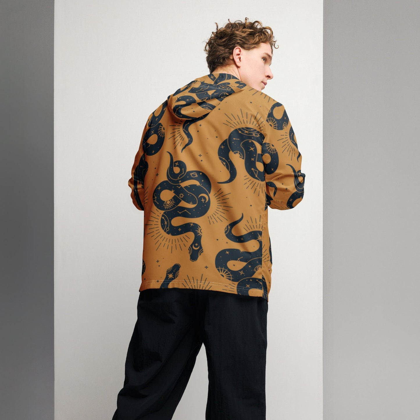 Stylish Snake Print Lightweight Windbreaker Jacket for Men - Sublimegifts4u.com