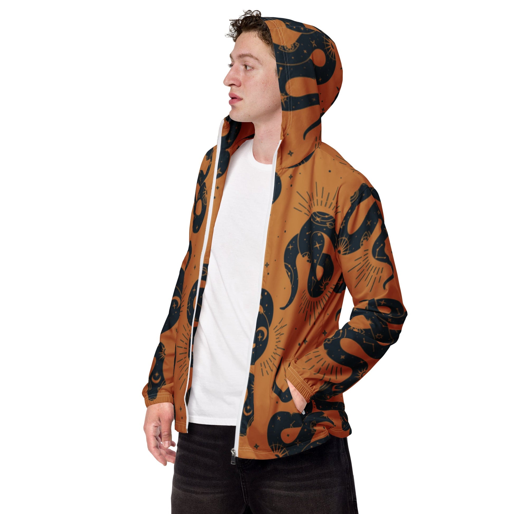 Stylish Snake Print Lightweight Windbreaker Jacket for Men - Sublimegifts4u.com