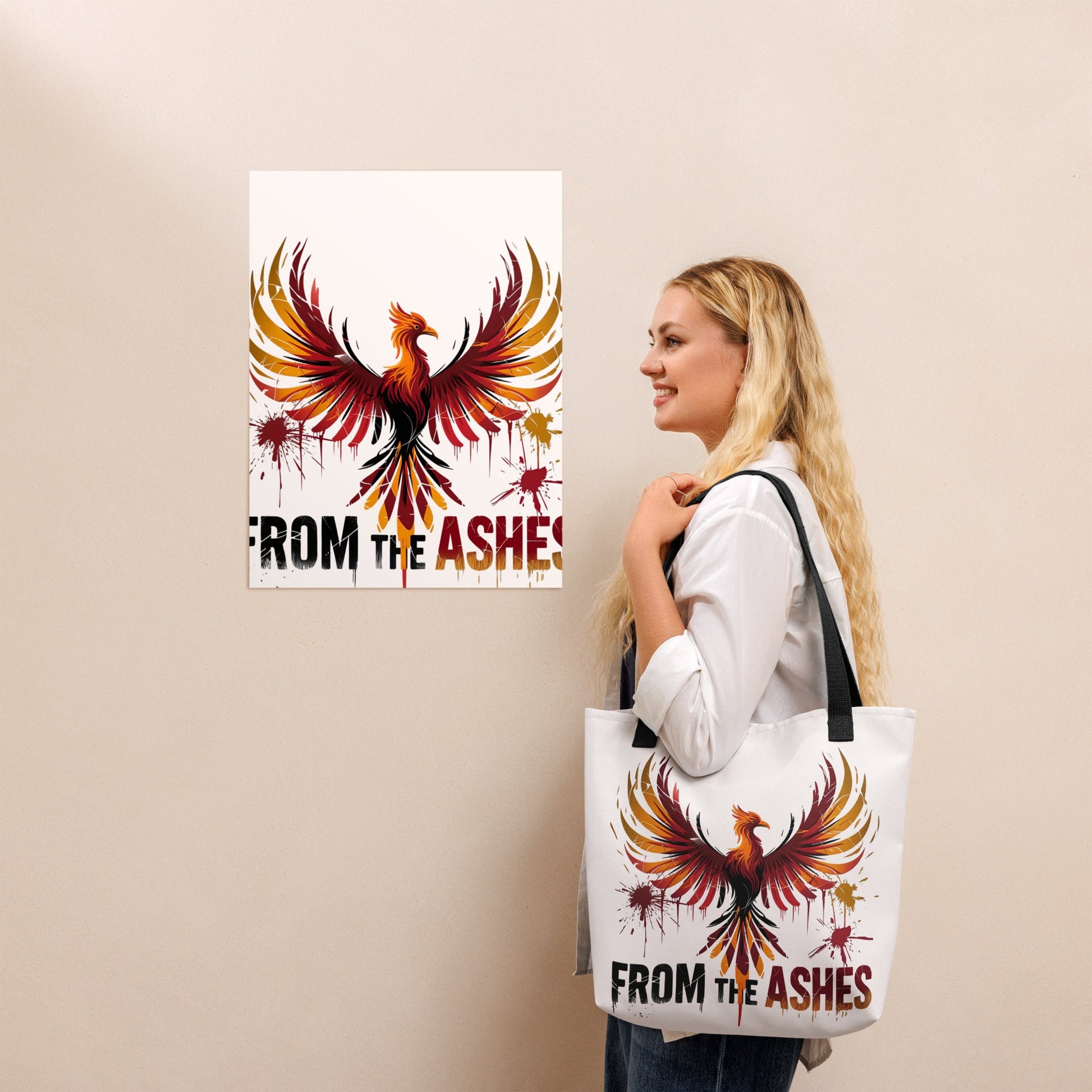 Stylish Tote Bag with Bird Design | 'From the Ashes' Inspirational Tote - Sublimegifts4u.com