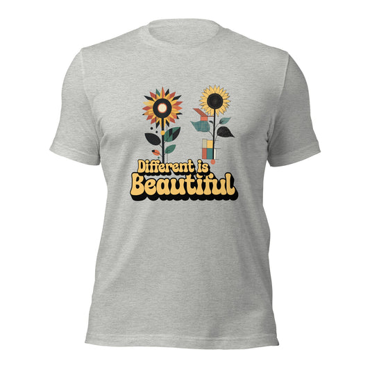 Sunflower Abstract Women's Tee – 'Different is Beautiful' Graphic T-Shirt – 100% Cotton - Sublimegifts4u.com