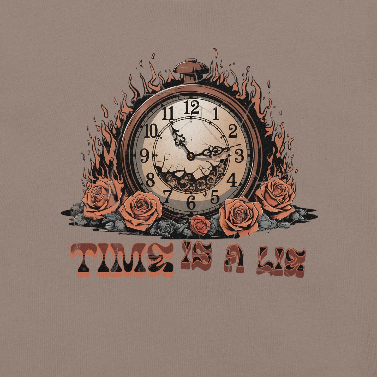 Time Is a Lie Women’s T-Shirt – Grunge Clock & Florals Design - Sublimegifts4u.com