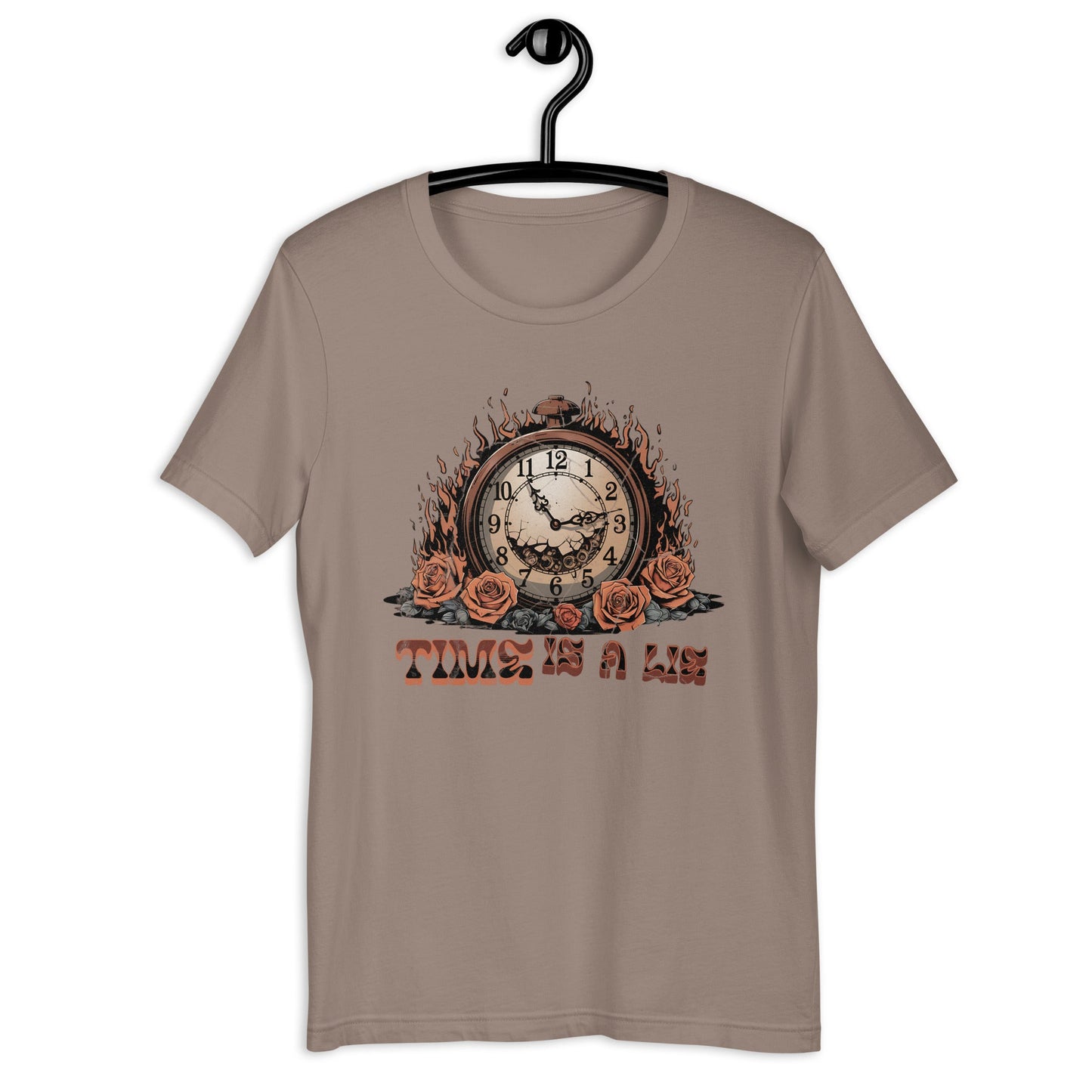 Time Is a Lie Women’s T-Shirt – Grunge Clock & Florals Design - Sublimegifts4u.com