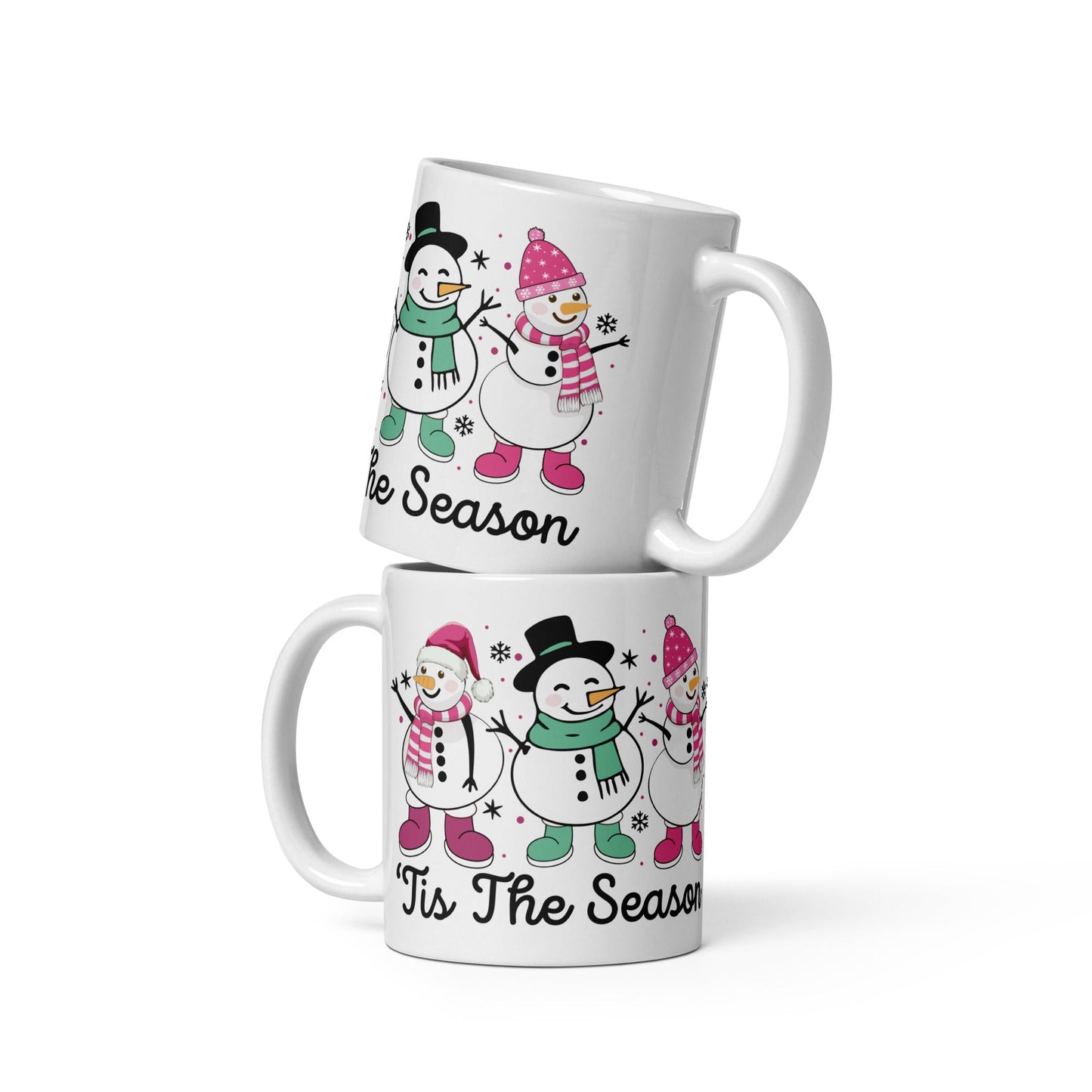 Tis the Season 11oz Mug with Colorful Snowmen Design - Sublimegifts4u.com