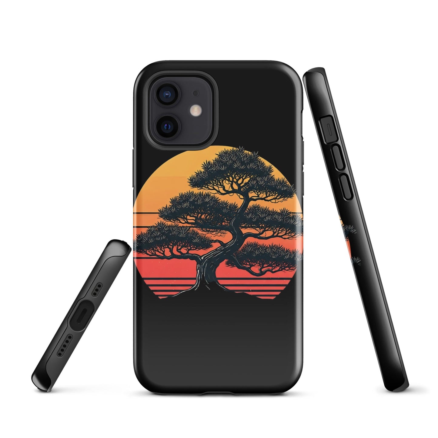 Trendy Bonsai Tree iPhone Tough Case | Distressed Sunset Design - Sublimegifts4u.com