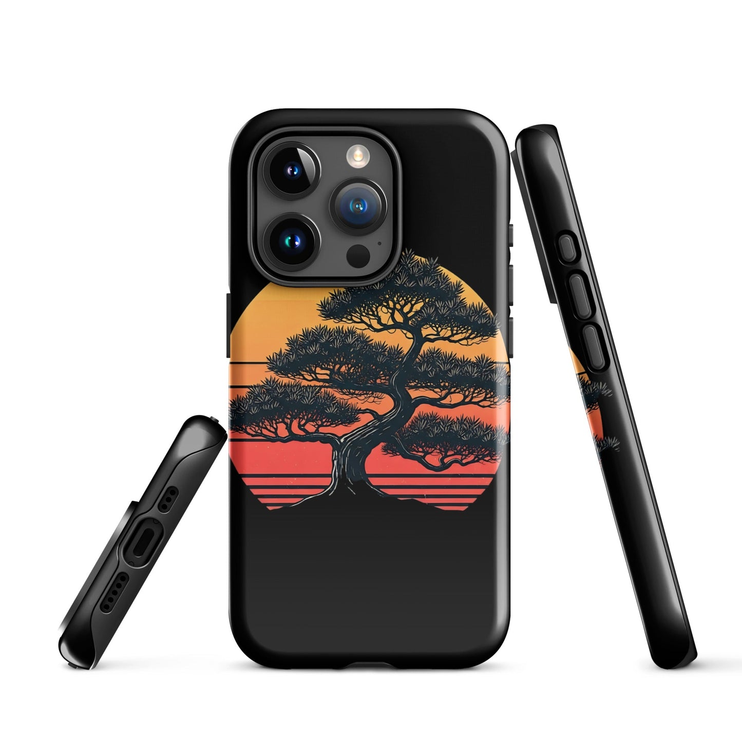 Trendy Bonsai Tree iPhone Tough Case | Distressed Sunset Design - Sublimegifts4u.com