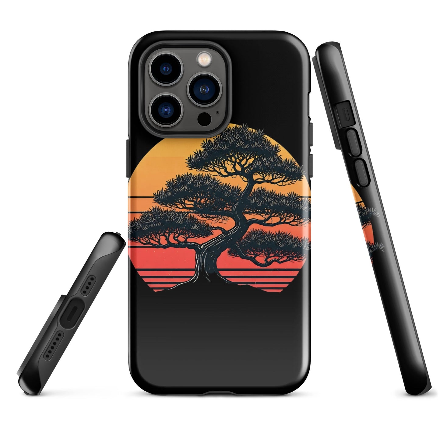 Trendy Bonsai Tree iPhone Tough Case | Distressed Sunset Design - Sublimegifts4u.com