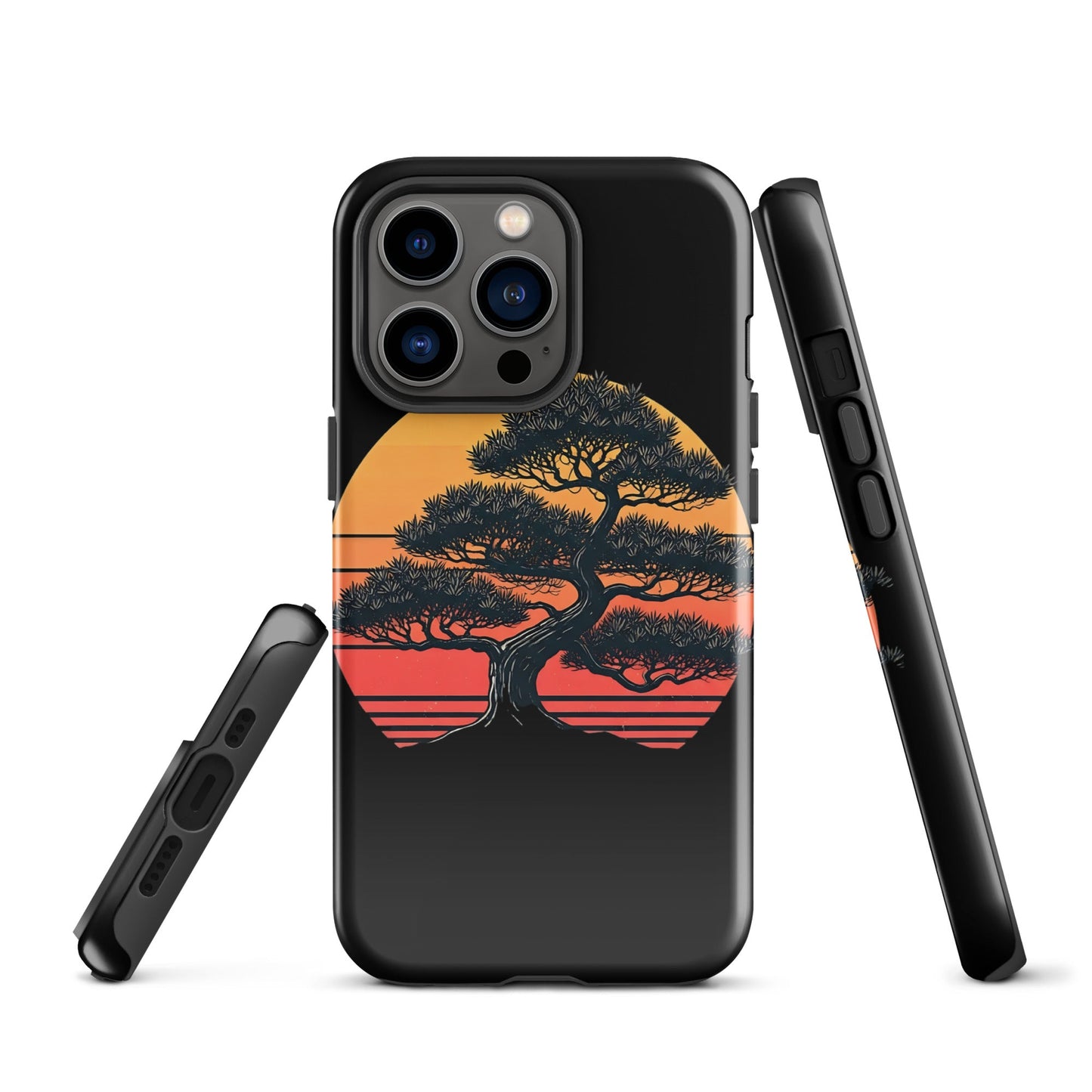 Trendy Bonsai Tree iPhone Tough Case | Distressed Sunset Design - Sublimegifts4u.com