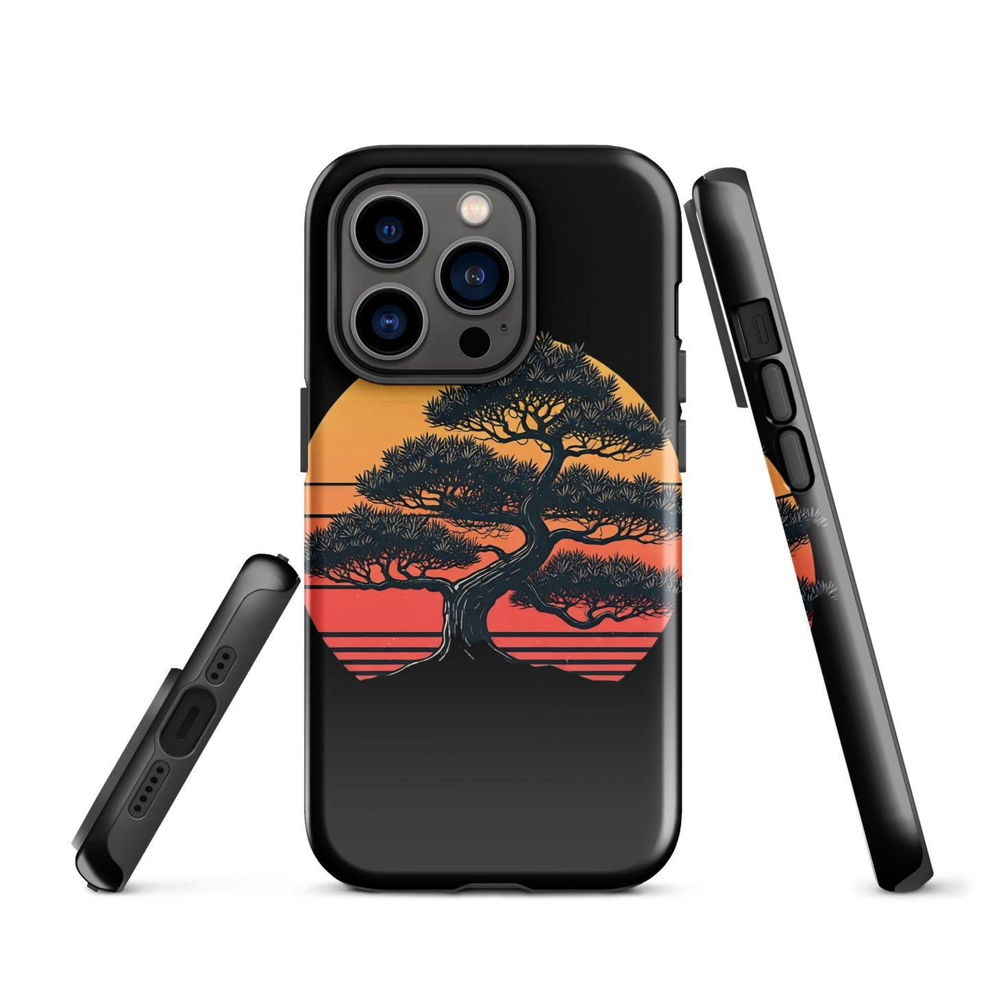 Trendy Bonsai Tree iPhone Tough Case | Distressed Sunset Design - Sublimegifts4u.com