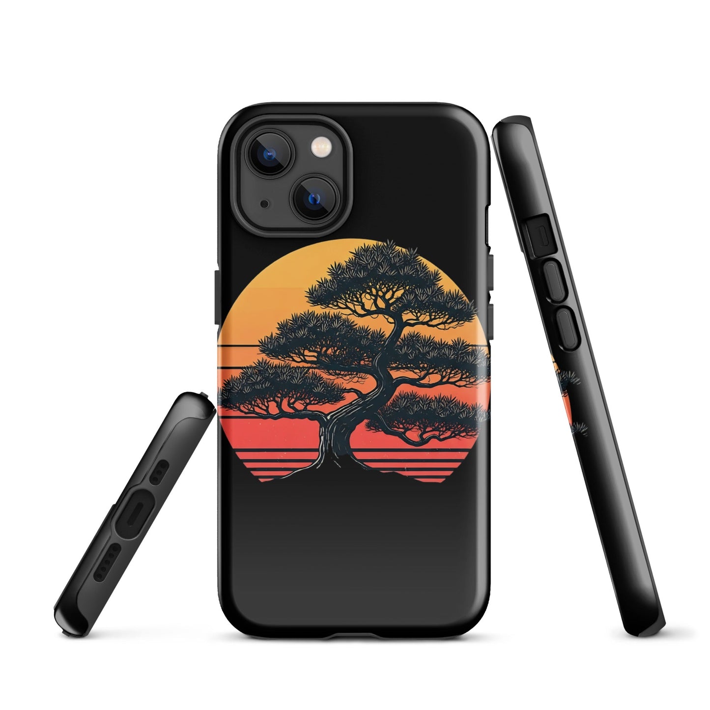 Trendy Bonsai Tree iPhone Tough Case | Distressed Sunset Design - Sublimegifts4u.com