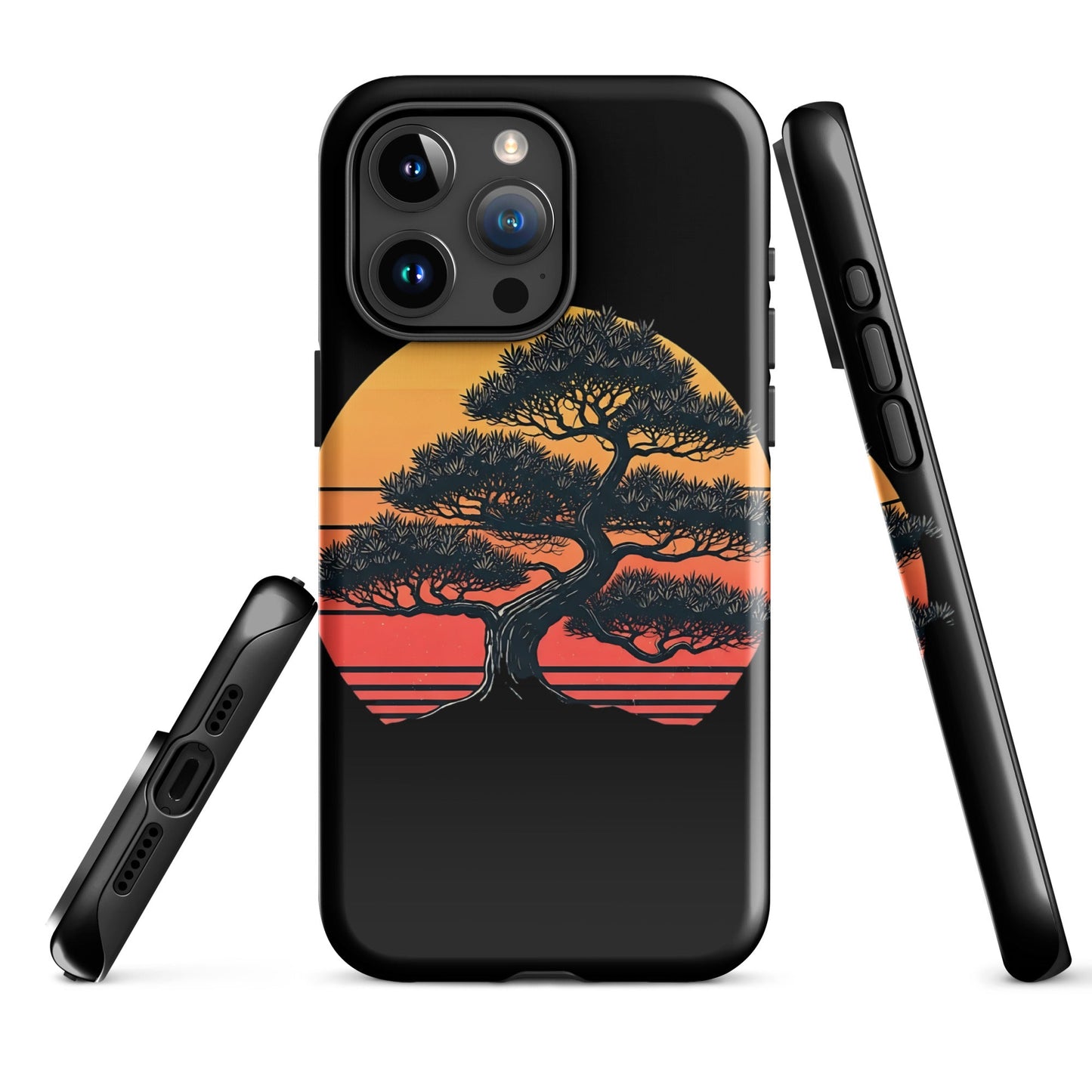 Trendy Bonsai Tree iPhone Tough Case | Distressed Sunset Design - Sublimegifts4u.com