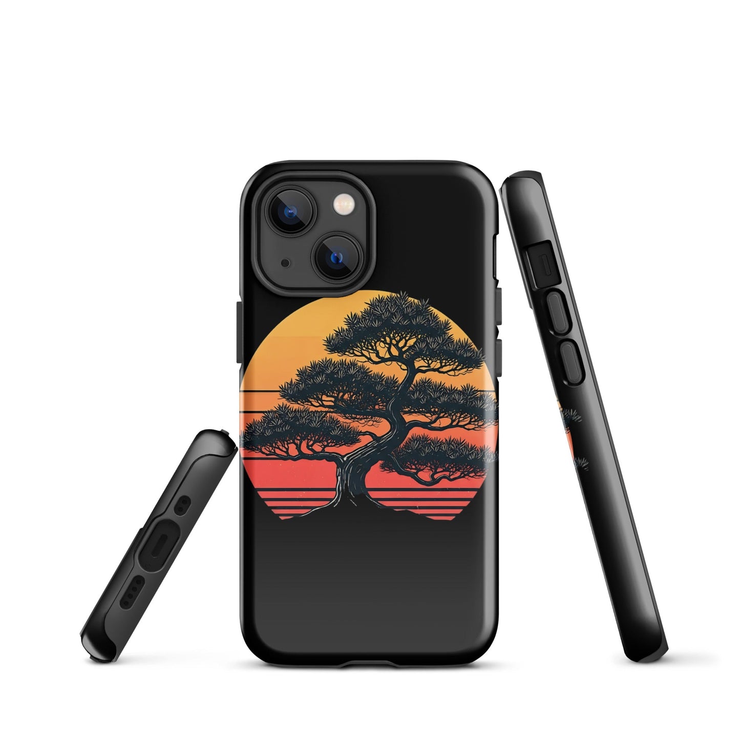 Trendy Bonsai Tree iPhone Tough Case | Distressed Sunset Design - Sublimegifts4u.com