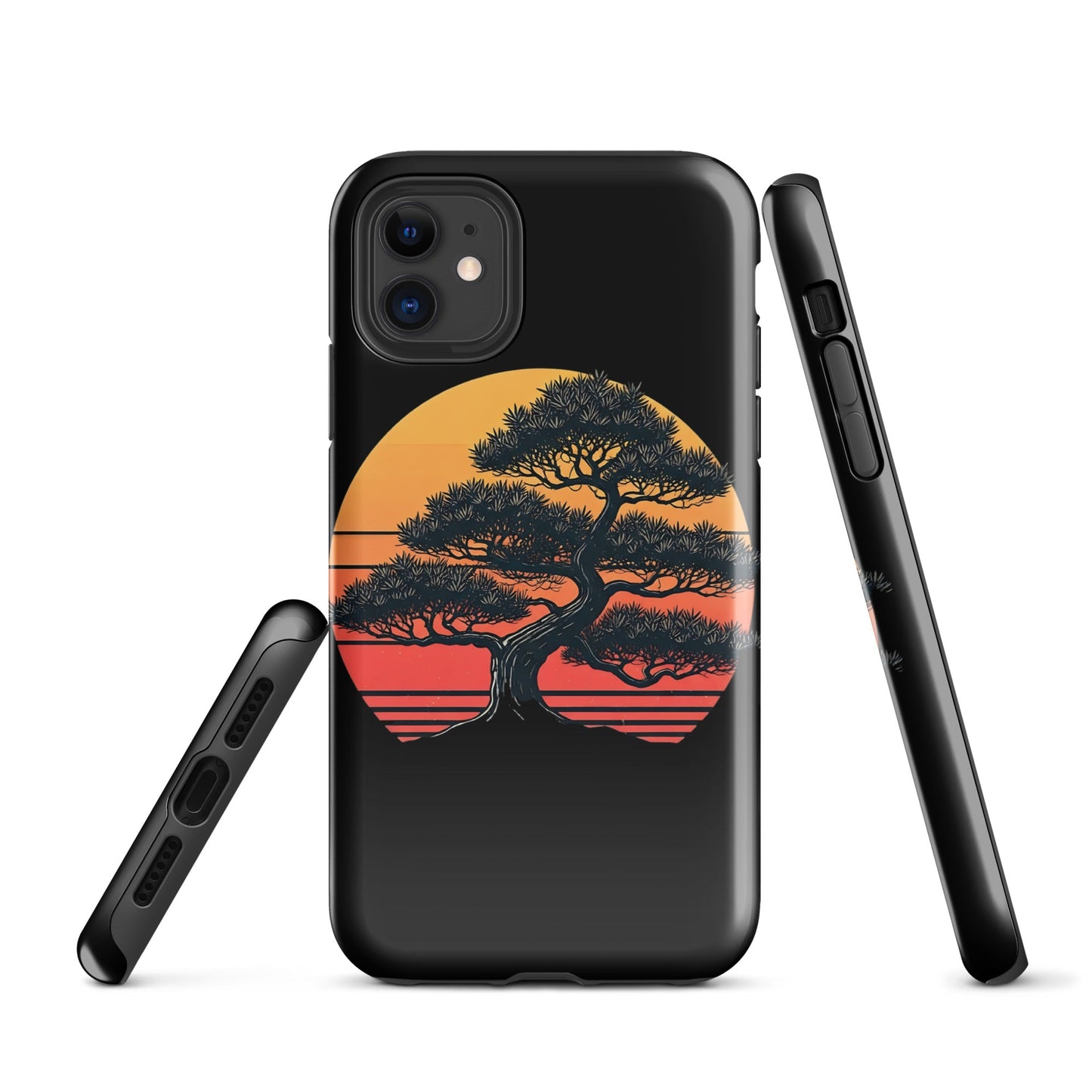 Trendy Bonsai Tree iPhone Tough Case | Distressed Sunset Design - Sublimegifts4u.com