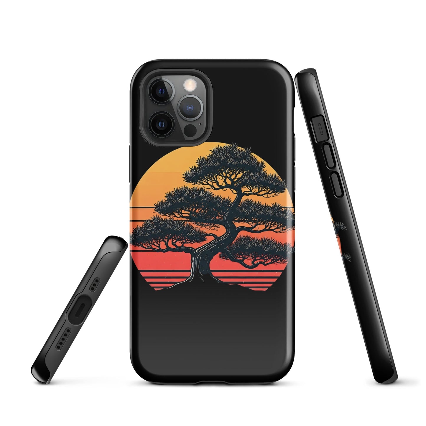 Trendy Bonsai Tree iPhone Tough Case | Distressed Sunset Design - Sublimegifts4u.com