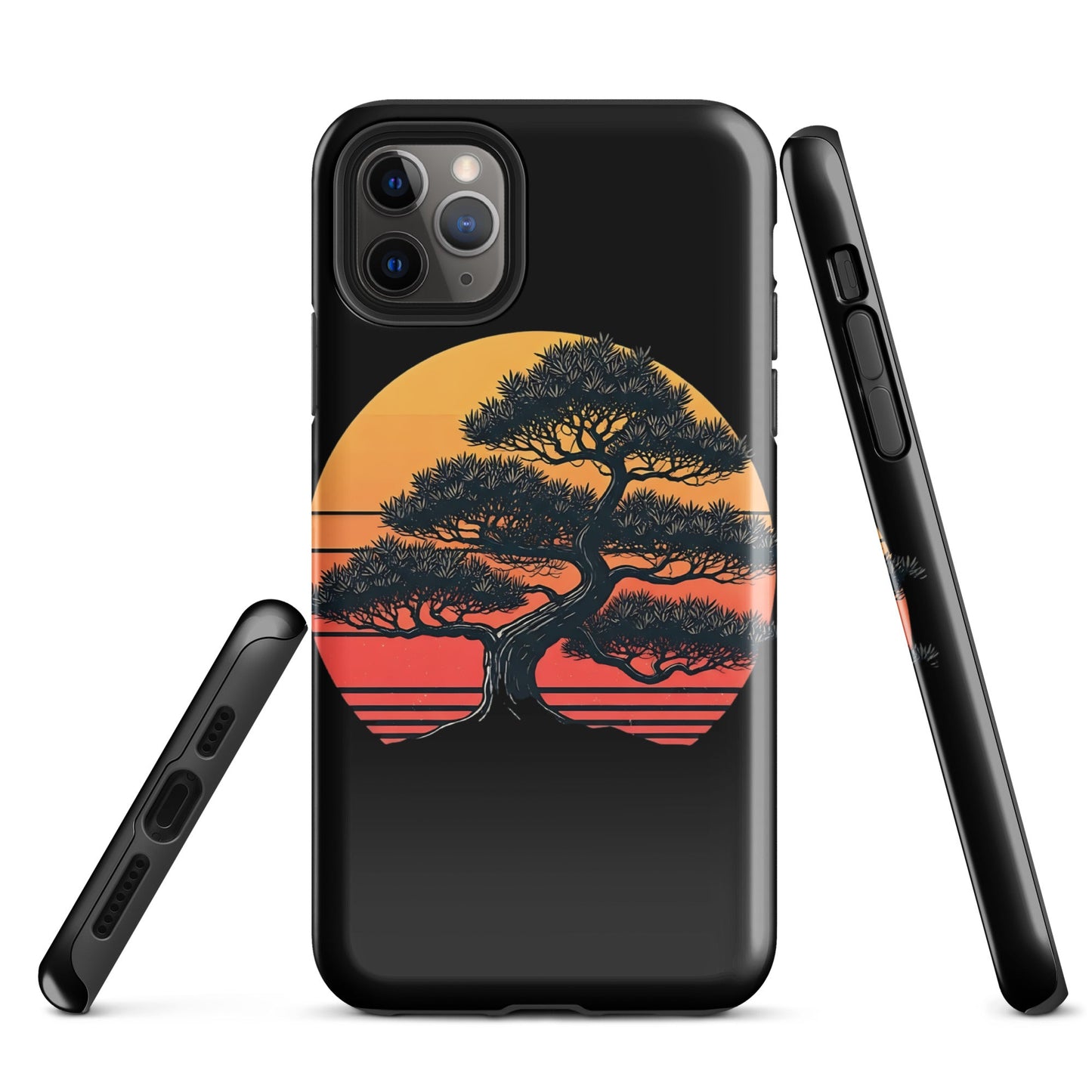 Trendy Bonsai Tree iPhone Tough Case | Distressed Sunset Design - Sublimegifts4u.com