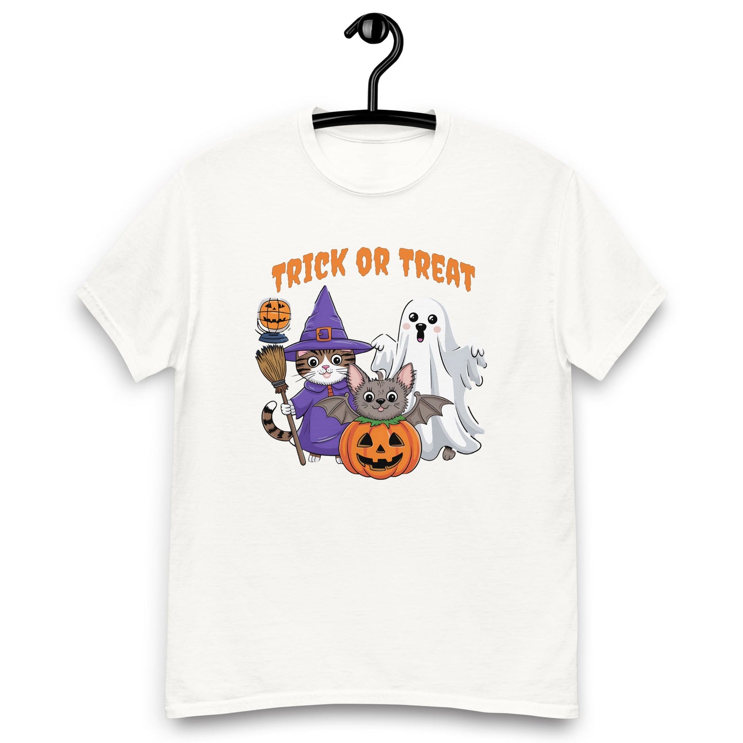 Trick or Treat Halloween Tee for Women | Cat & Ghost Design - Sublimegifts4u.com