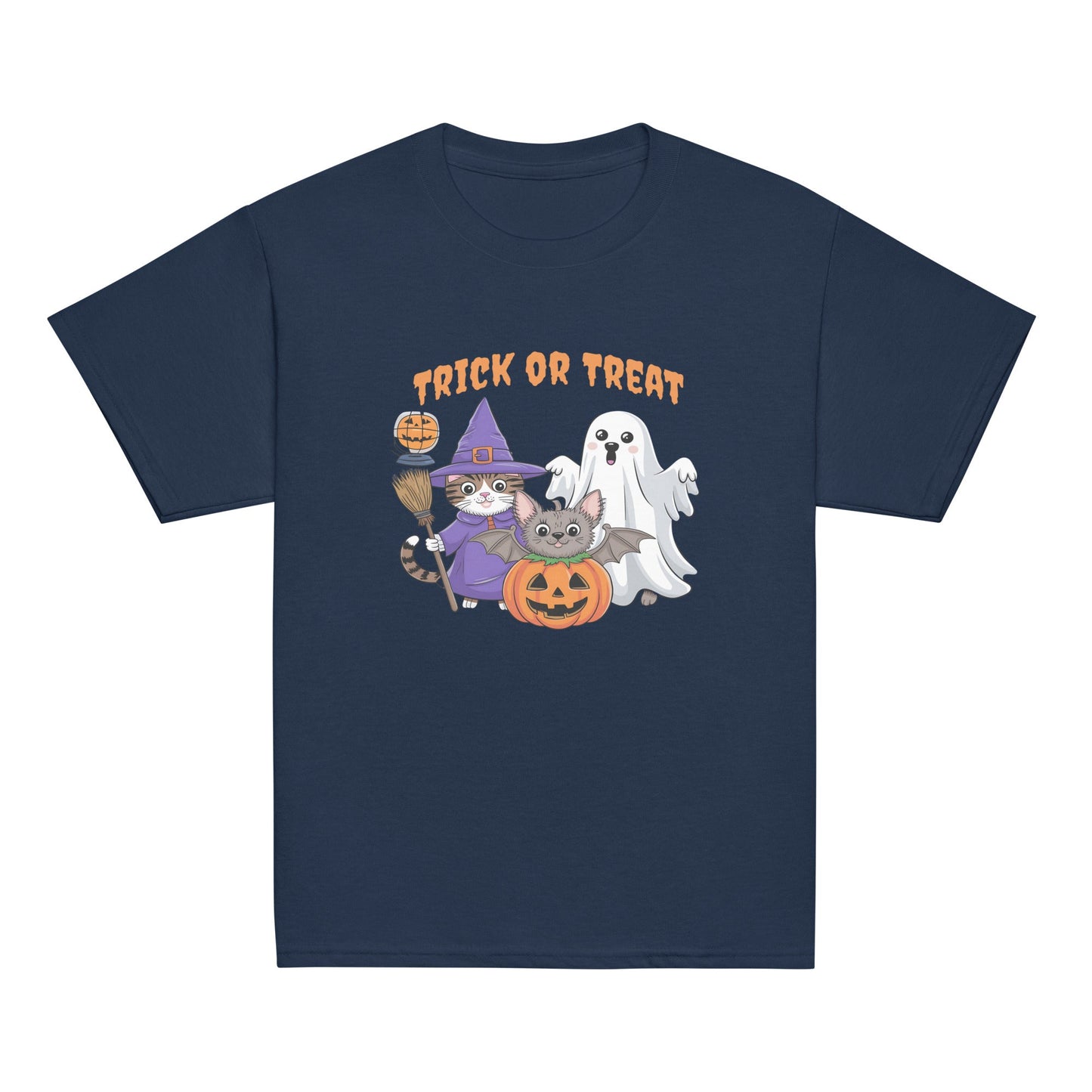 Trick or Treat" Kids Tee | Halloween Cats & Ghost Design - Sublimegifts4u.com