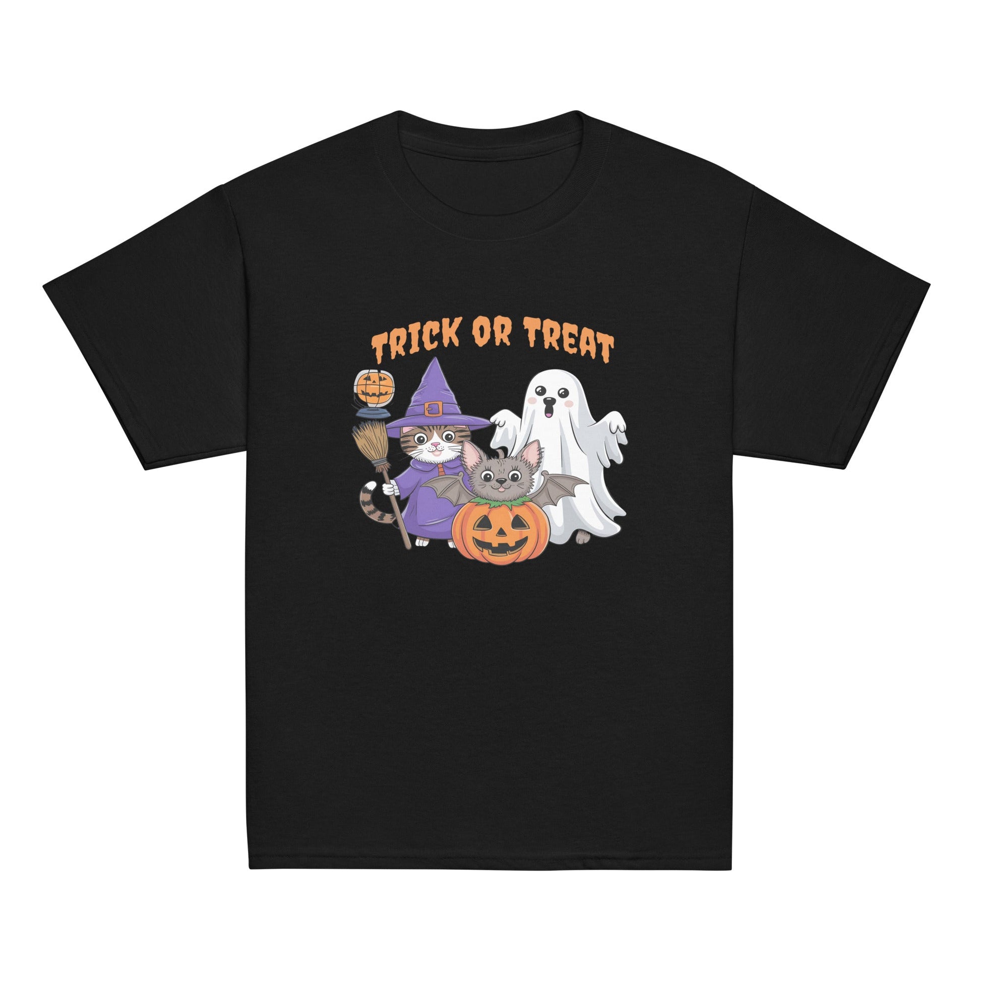 Trick or Treat" Kids Tee | Halloween Cats & Ghost Design - Sublimegifts4u.com