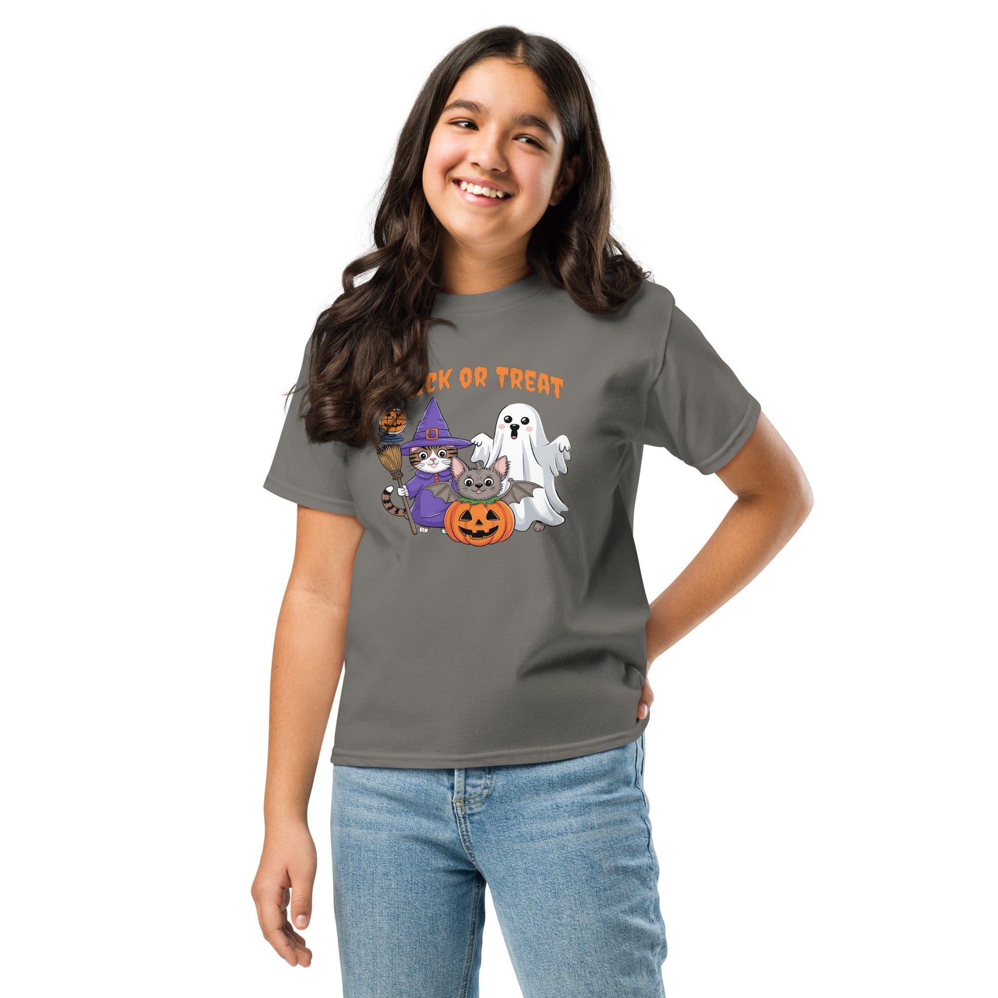 Trick or Treat" Kids Tee | Halloween Cats & Ghost Design - Sublimegifts4u.com