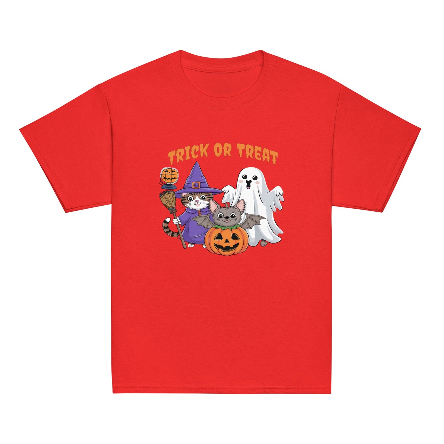 Trick or Treat" Kids Tee | Halloween Cats & Ghost Design - Sublimegifts4u.com