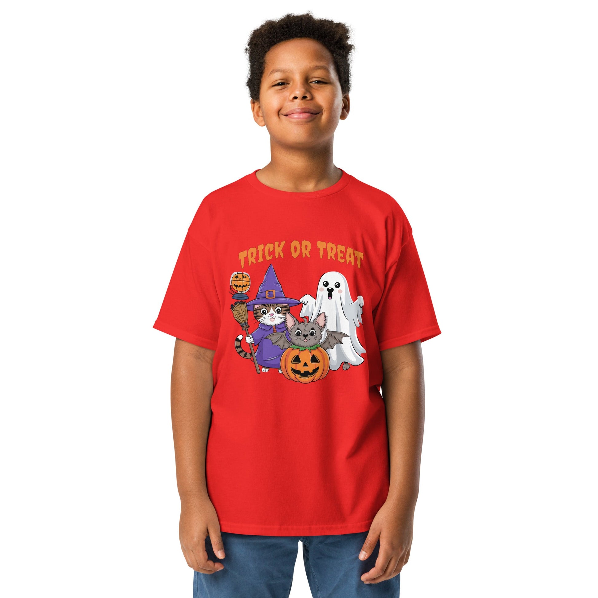 Trick or Treat" Kids Tee | Halloween Cats & Ghost Design - Sublimegifts4u.com