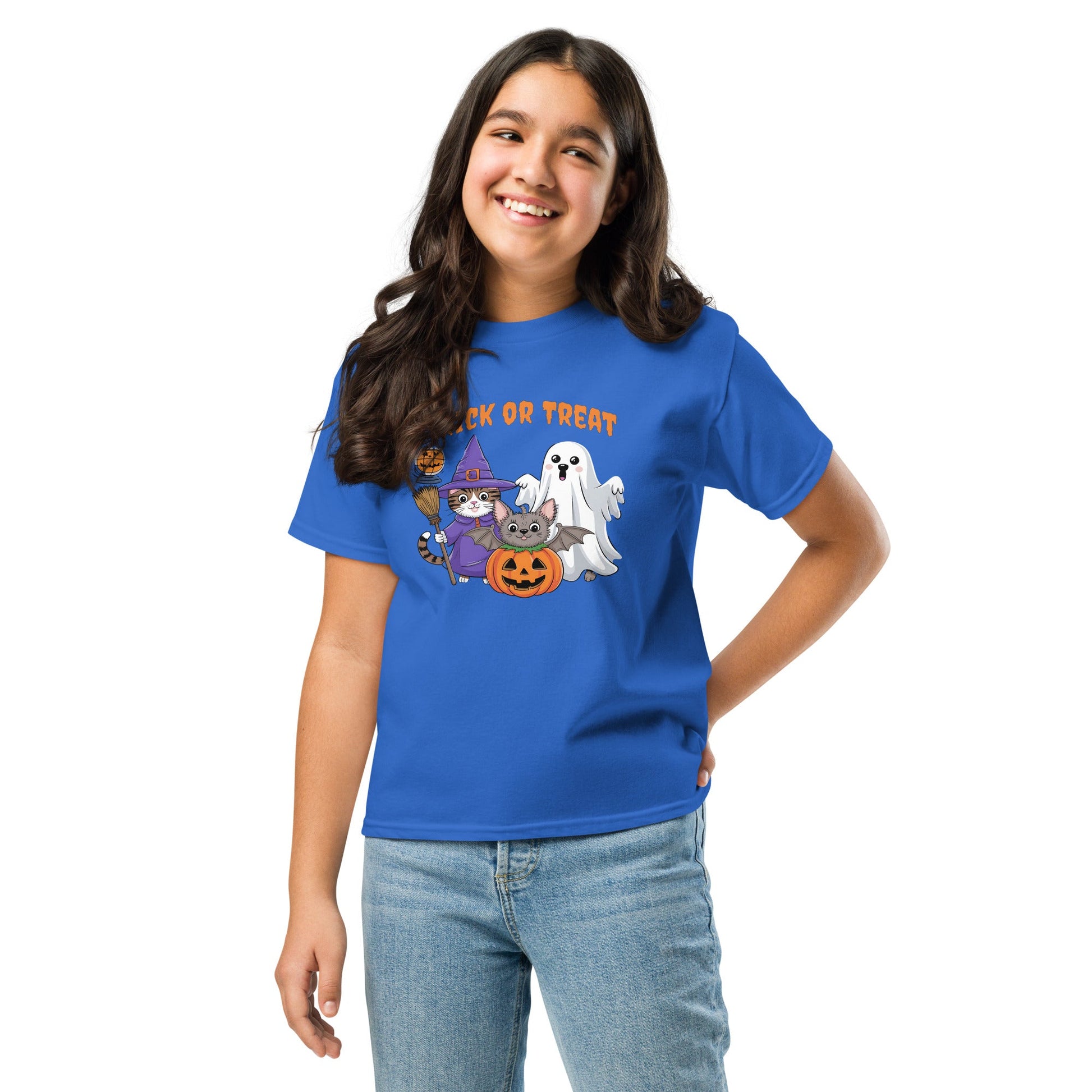 Trick or Treat" Kids Tee | Halloween Cats & Ghost Design - Sublimegifts4u.com