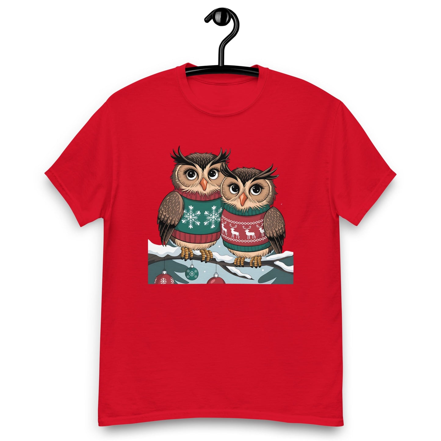 Two Owls in Christmas Sweaters T-Shirt | 100% Cotton Women’s Holiday Tee - Sublimegifts4u.com