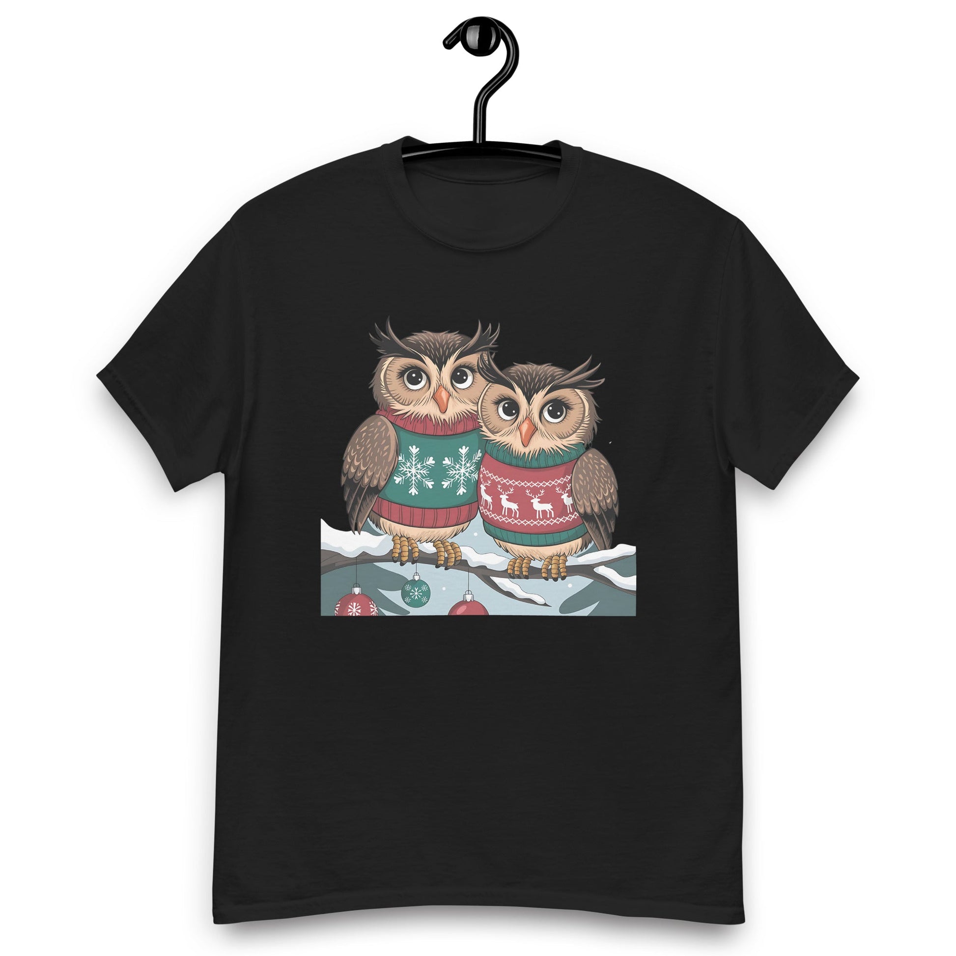 Two Owls in Christmas Sweaters T-Shirt | 100% Cotton Women’s Holiday Tee - Sublimegifts4u.com